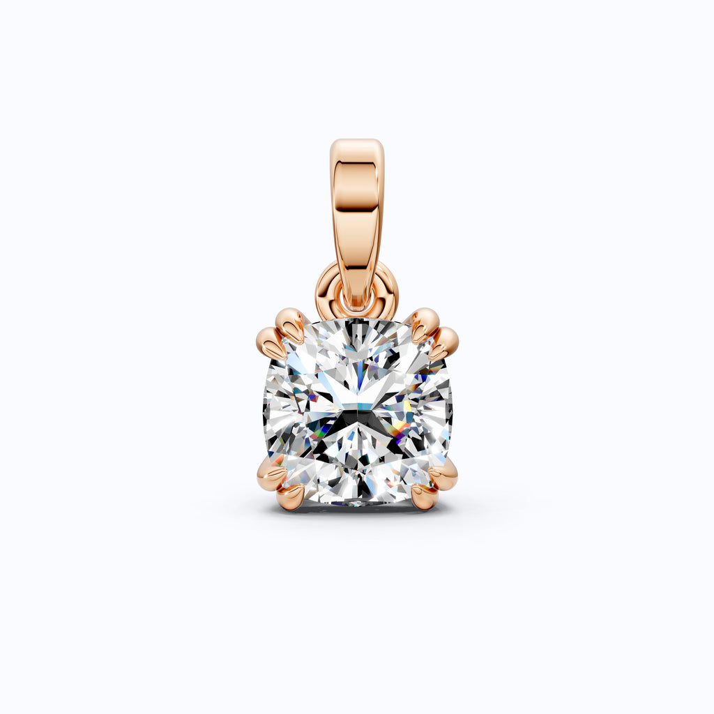 Solitaire Double Prong Wedding Pendant in 14k Solid Gold, 1.50 CT Cushion Cut Lab Diamond, Dainty Pendant, Birthday Gift for Her, Bridal Jewelry