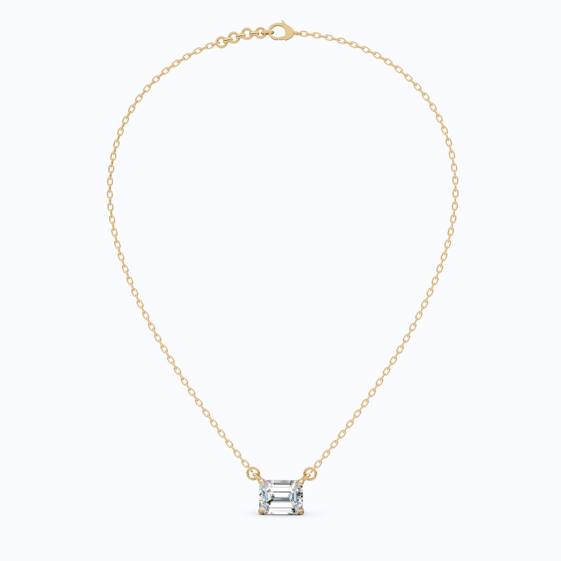 Emerald Cut Solitaire Pendant in 14K Yellow Gold, 1.00 CT Emerald Cut Lab Diamond, Bridal Jewelry, Elegant Gift for Her