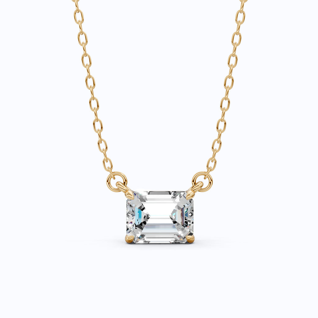 Emerald Cut Solitaire Pendant in 14K Yellow Gold, 1.00 CT Emerald Cut Lab Diamond, Bridal Jewelry, Elegant Gift for Her