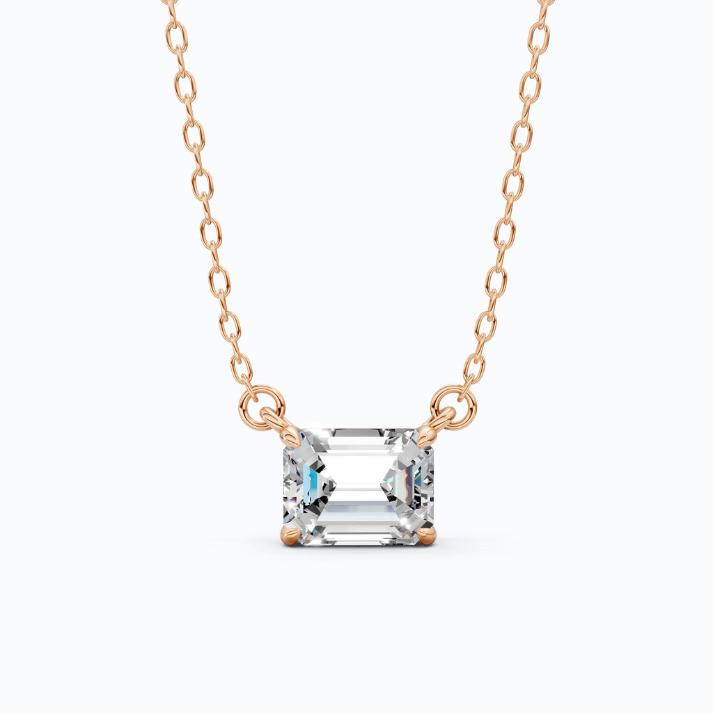 Emerald Cut Solitaire Pendant in 14K Yellow Gold, 1.00 CT Emerald Cut Lab Diamond, Bridal Jewelry, Elegant Gift for Her