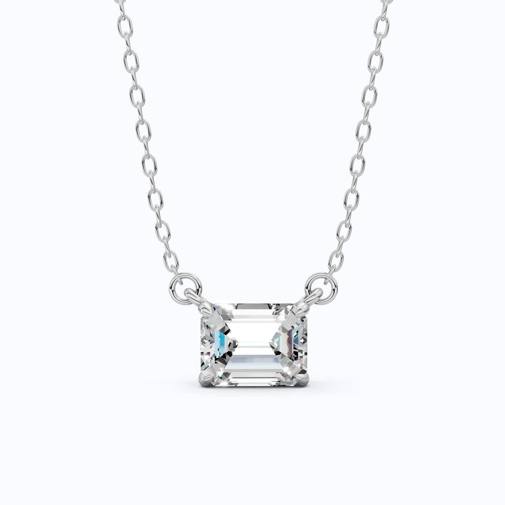 Emerald Cut Solitaire Pendant in 14K Yellow Gold, 1.00 CT Emerald Cut Lab Diamond, Bridal Jewelry, Elegant Gift for Her
