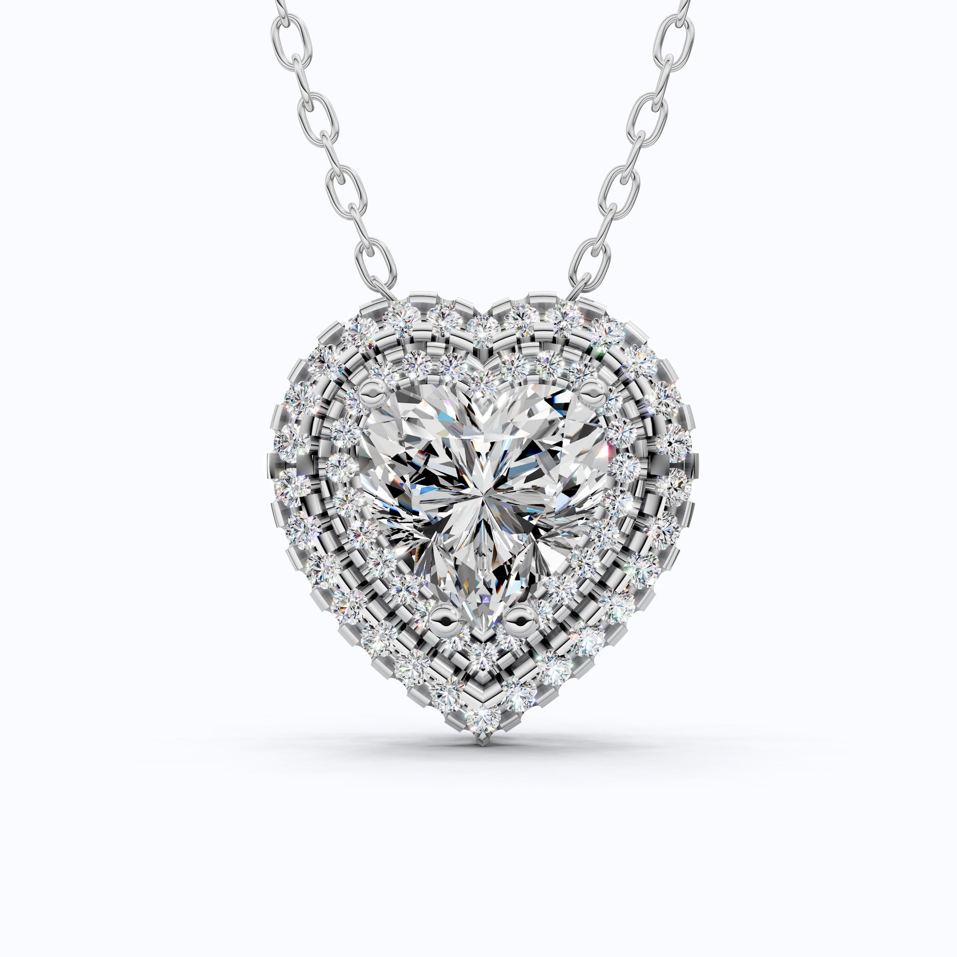 Romantic Heart Cluster Double Halo Wedding Pendant in 14k Solid Gold, 2.00 CT Heart Cut Lab Grown Diamonds, Valentine’s Gift for Wife,  Anniversary Jewelry