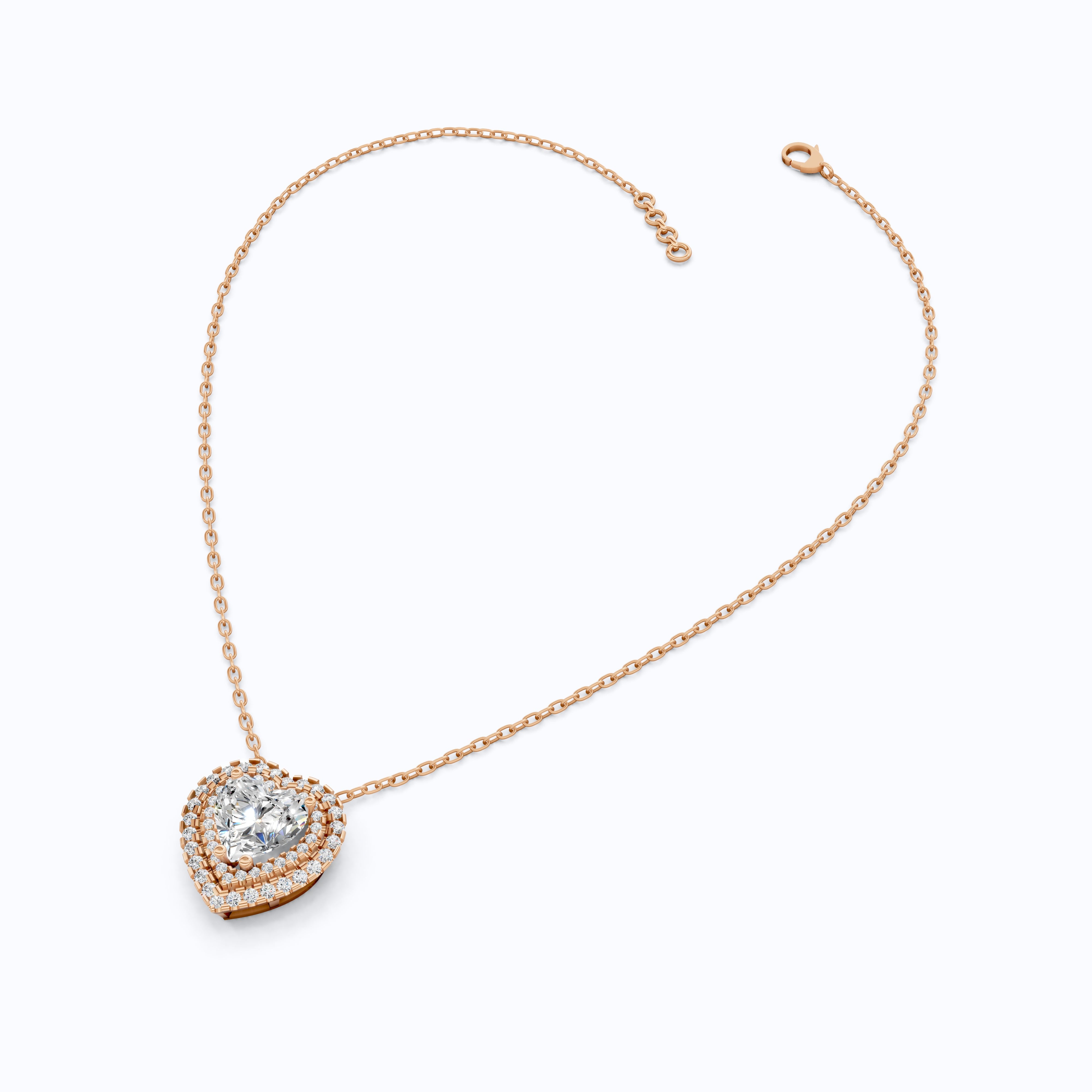 Romantic Heart Cluster Double Halo Wedding Pendant in 14k Solid Gold, 2.00 CT Heart Cut Lab Grown Diamonds, Valentine’s Gift for Wife,  Anniversary Jewelry