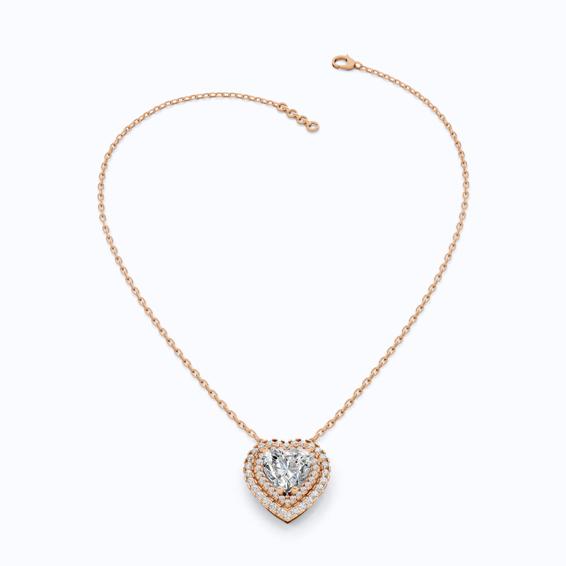 Romantic Heart Cluster Double Halo Wedding Pendant in 14k Solid Gold, 2.00 CT Heart Cut Lab Grown Diamonds, Valentine’s Gift for Wife,  Anniversary Jewelry