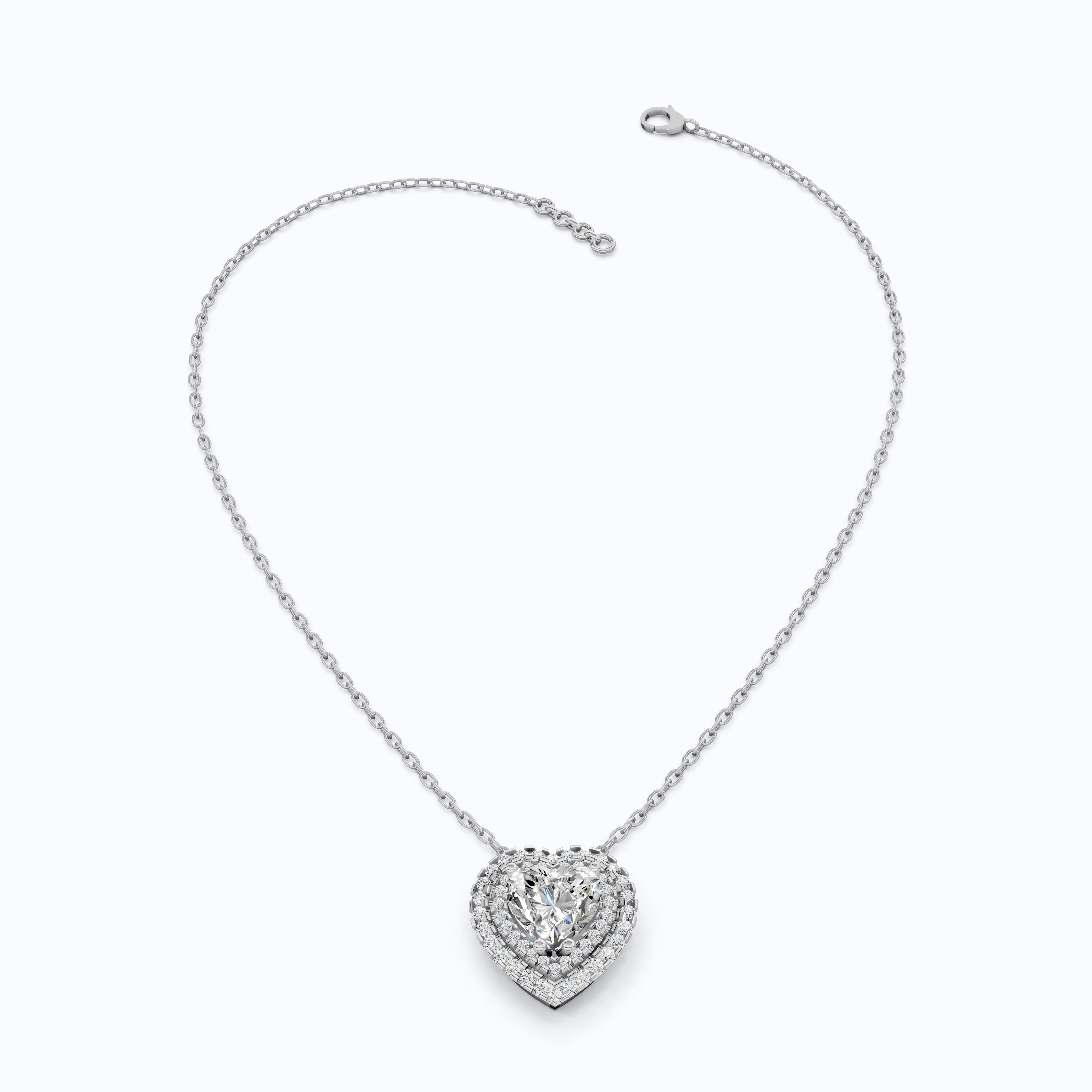 Romantic Heart Cluster Double Halo Wedding Pendant in 14k Solid Gold, 2.00 CT Heart Cut Lab Grown Diamonds, Valentine’s Gift for Wife,  Anniversary Jewelry