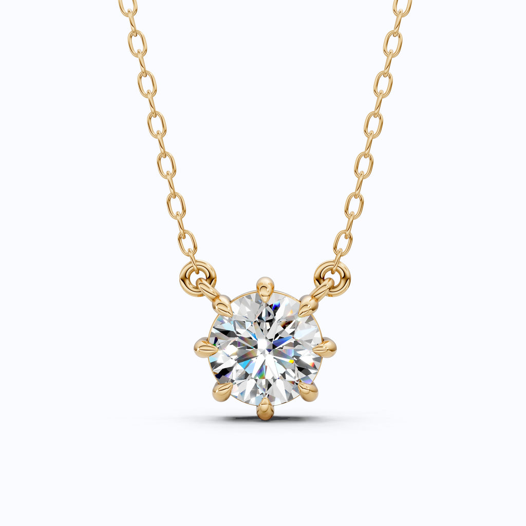Floral Prong Solitaire Pendant in 14K White Gold, 2.00 CT Round Cut Lab Diamond Necklace, Wedding Jewelry, Gift for Her