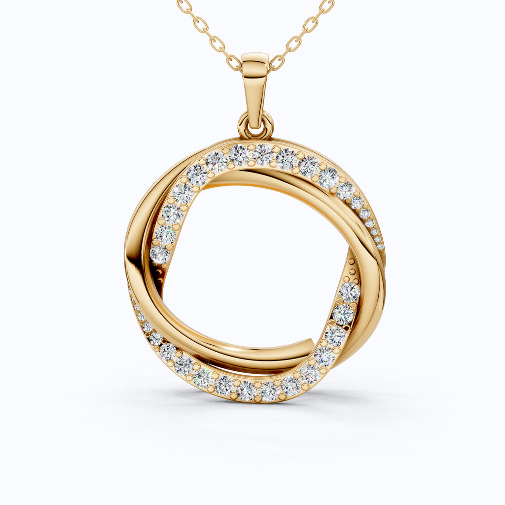 Unique Criss Cross Round Daily Wear Pendant 14K Solid Gold, 1.49 Round Cut Lab Created Diamonds, Anniversary Gift for Her, Elegant Jewelry