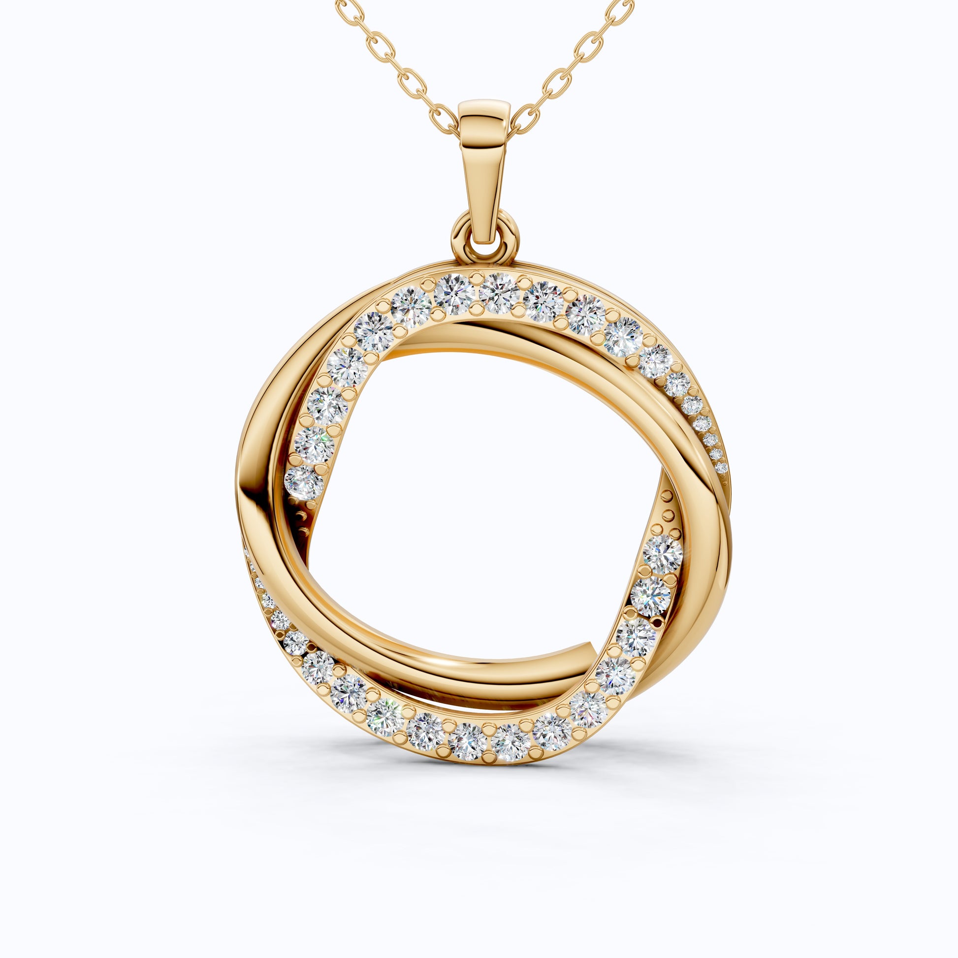 Unique Criss Cross Round Daily Wear Pendant 14K Solid Gold, 1.49 Round Cut Lab Created Diamonds, Anniversary Gift for Her, Elegant Jewelry