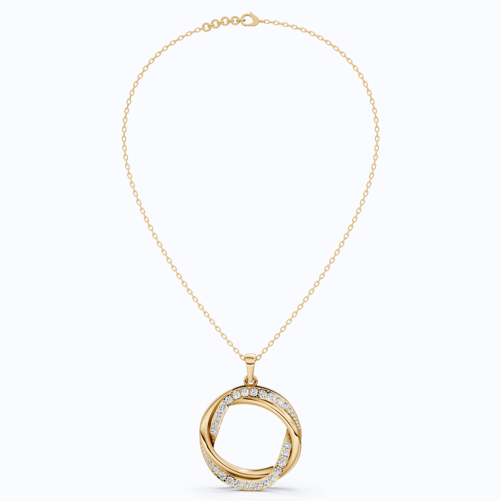 Unique Criss Cross Round Daily Wear Pendant 14K Solid Gold, 1.49 Round Cut Lab Created Diamonds, Anniversary Gift for Her, Elegant Jewelry