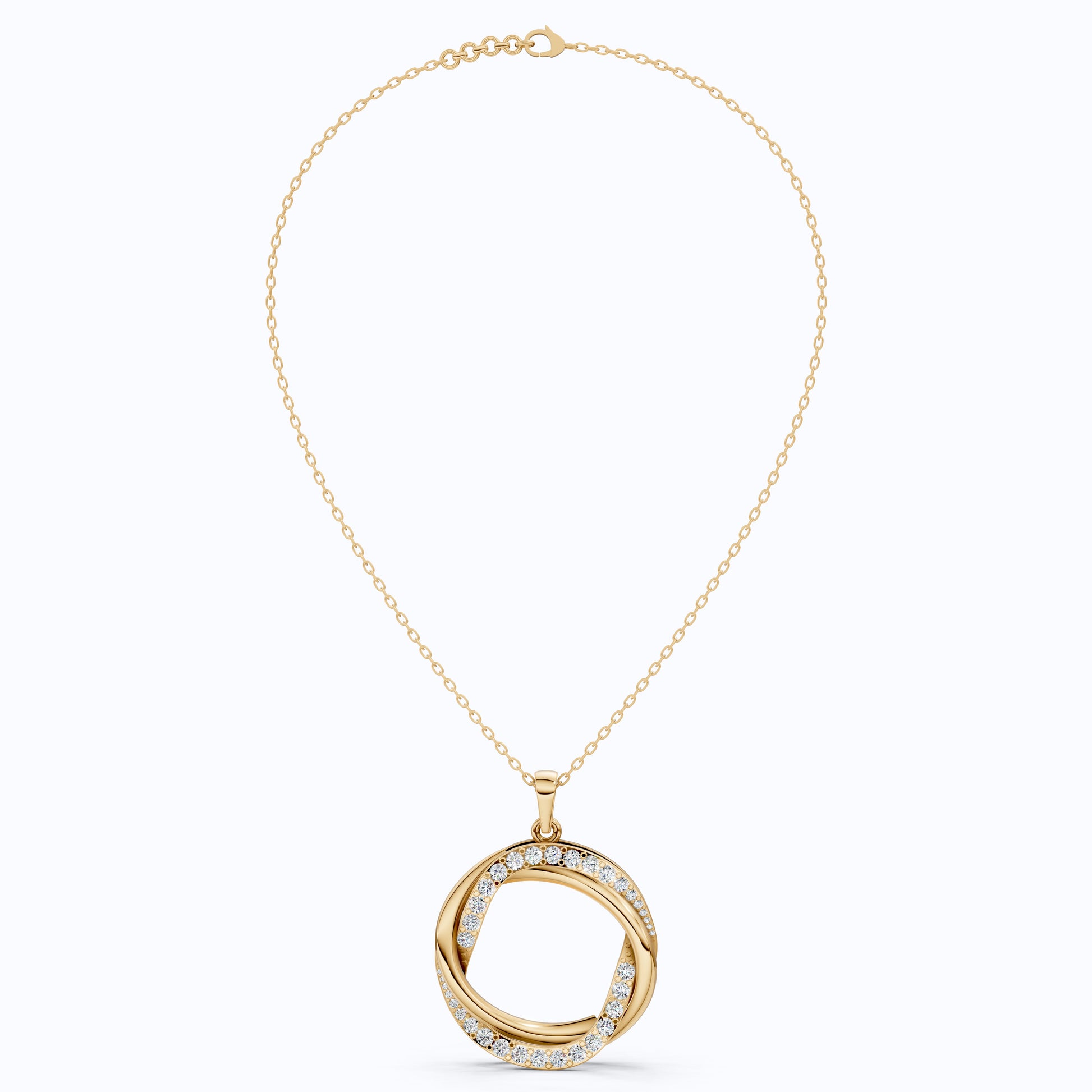 Unique Criss Cross Round Daily Wear Pendant 14K Solid Gold, 1.49 Round Cut Lab Created Diamonds, Anniversary Gift for Her, Elegant Jewelry