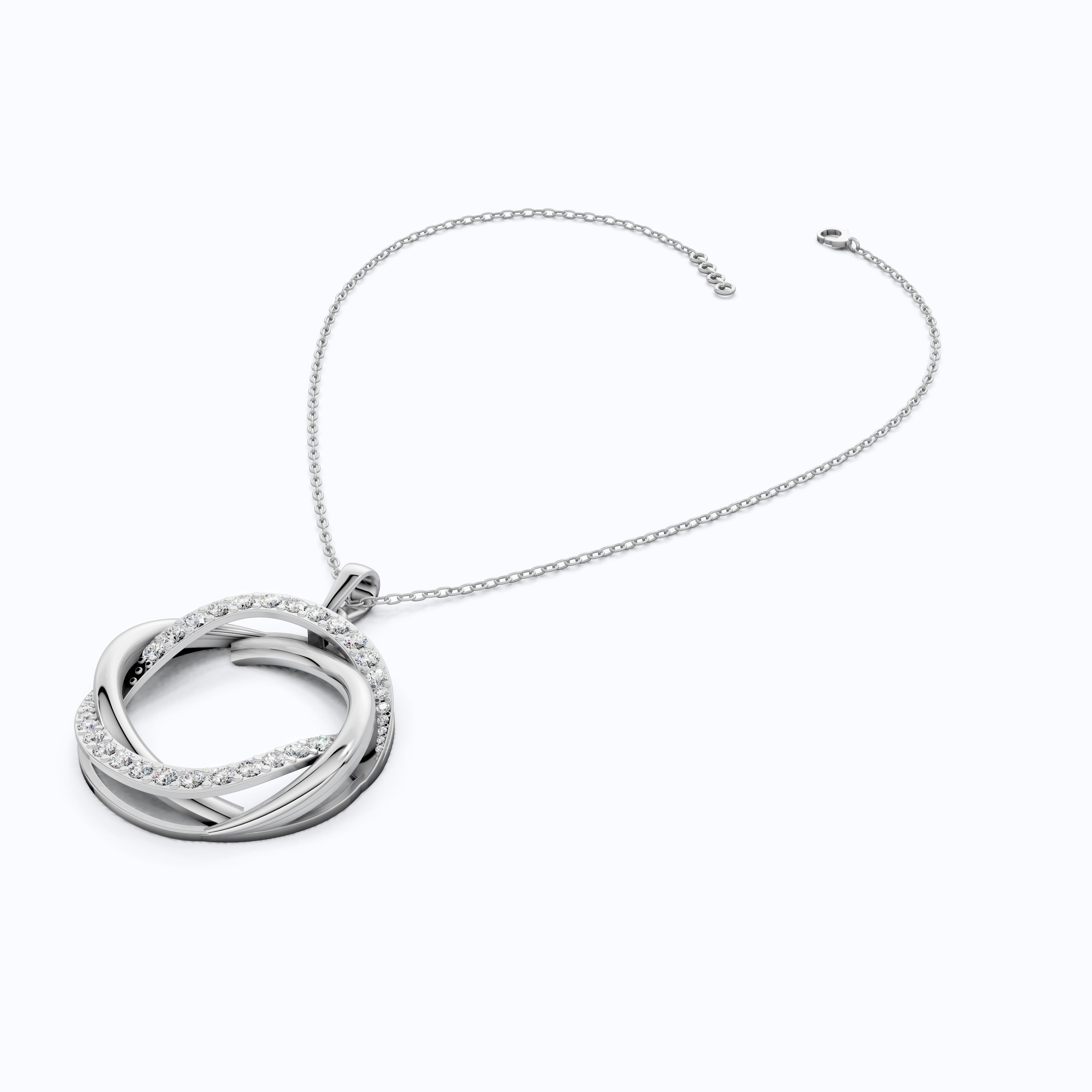 Unique Criss Cross Round Daily Wear Pendant 14K Solid Gold, 1.49 Round Cut Lab Created Diamonds, Anniversary Gift for Her, Elegant Jewelry