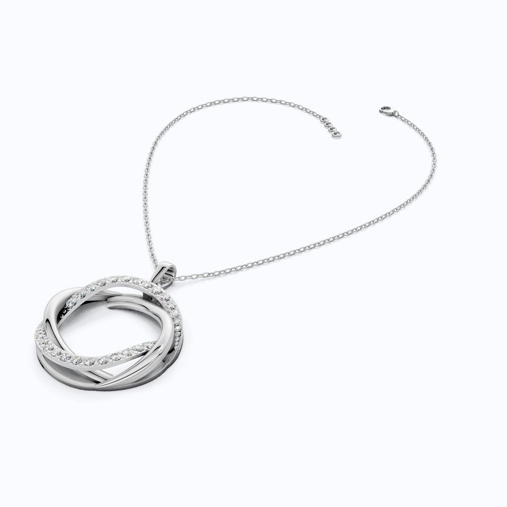 Unique Criss Cross Round Daily Wear Pendant 14K Solid Gold, 1.49 Round Cut Lab Created Diamonds, Anniversary Gift for Her, Elegant Jewelry