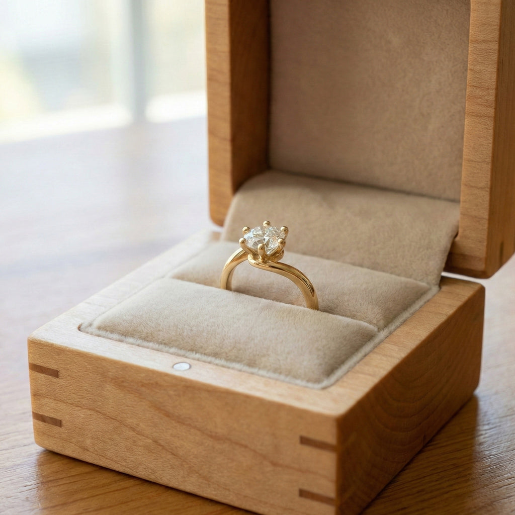 Bypass Solitaire Engagement Ring in Solid 14k Gold, 0.50 CT Round Cut Lab Created Diamond, Handmade Wedding Gift for Wife