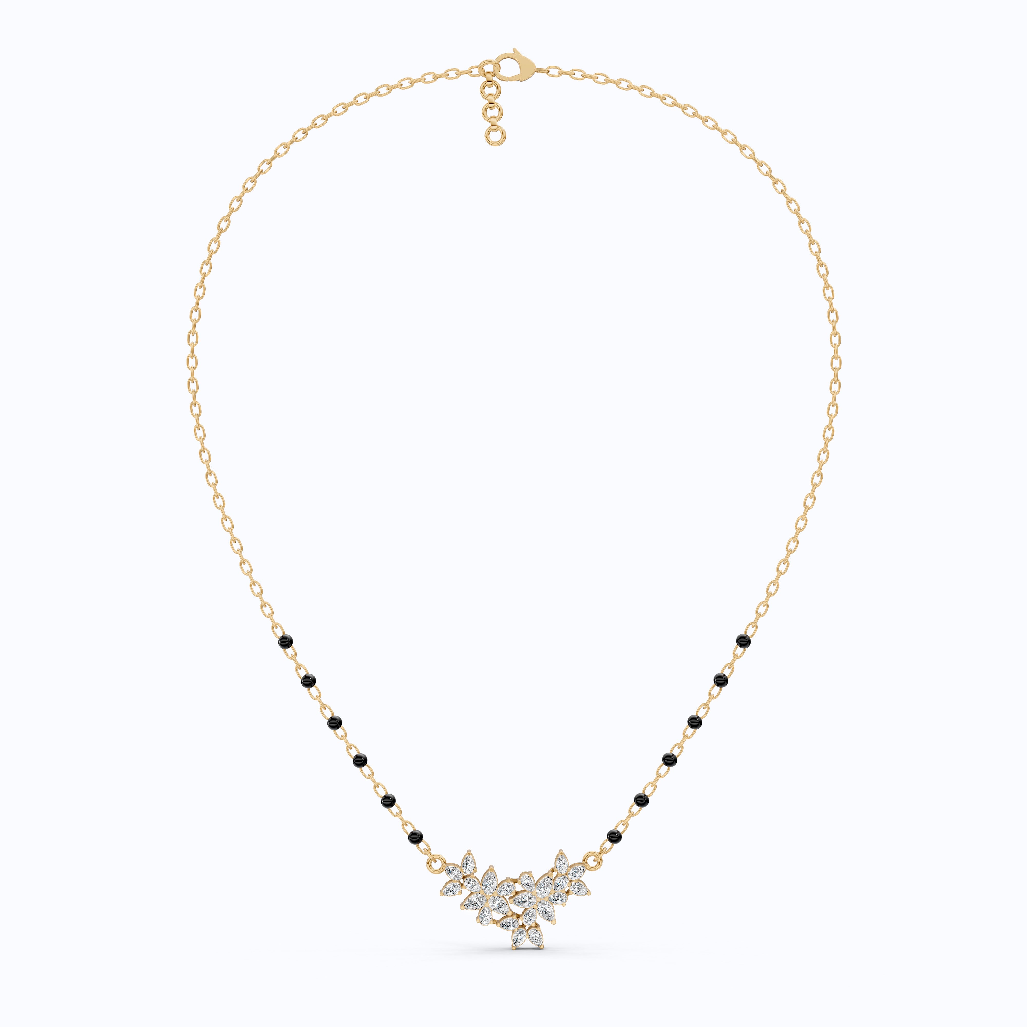 Pear Cut Cluster Diamond Tanmaniya Mangalsutra Pendant, Wedding Gift
