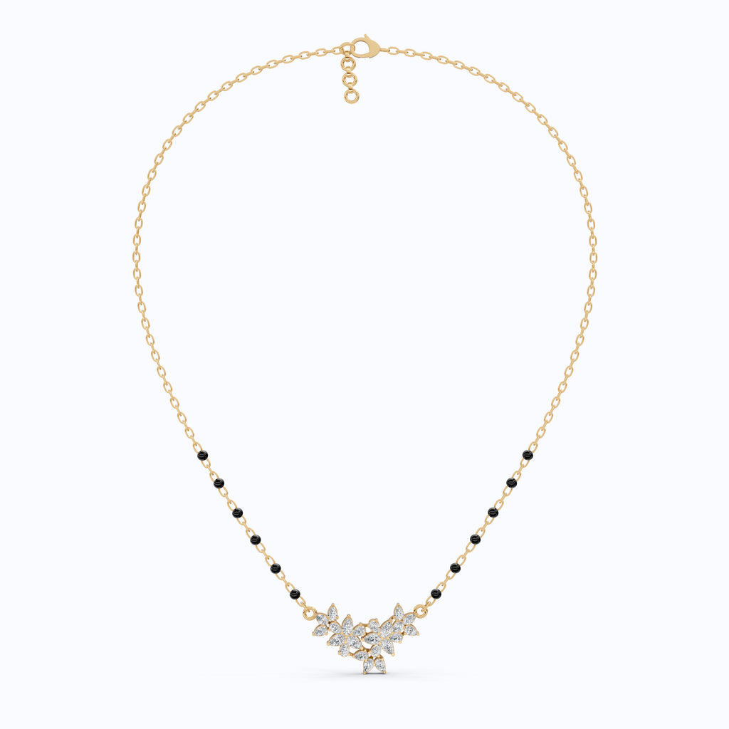 Pear Cut Cluster Diamond Tanmaniya Mangalsutra Pendant, Wedding Gift