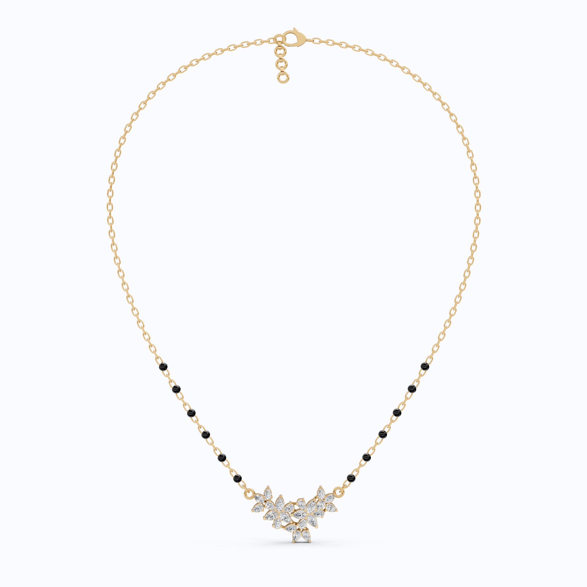 Pear Cut Cluster Diamond Tanmaniya Mangalsutra Pendant, Wedding Gift