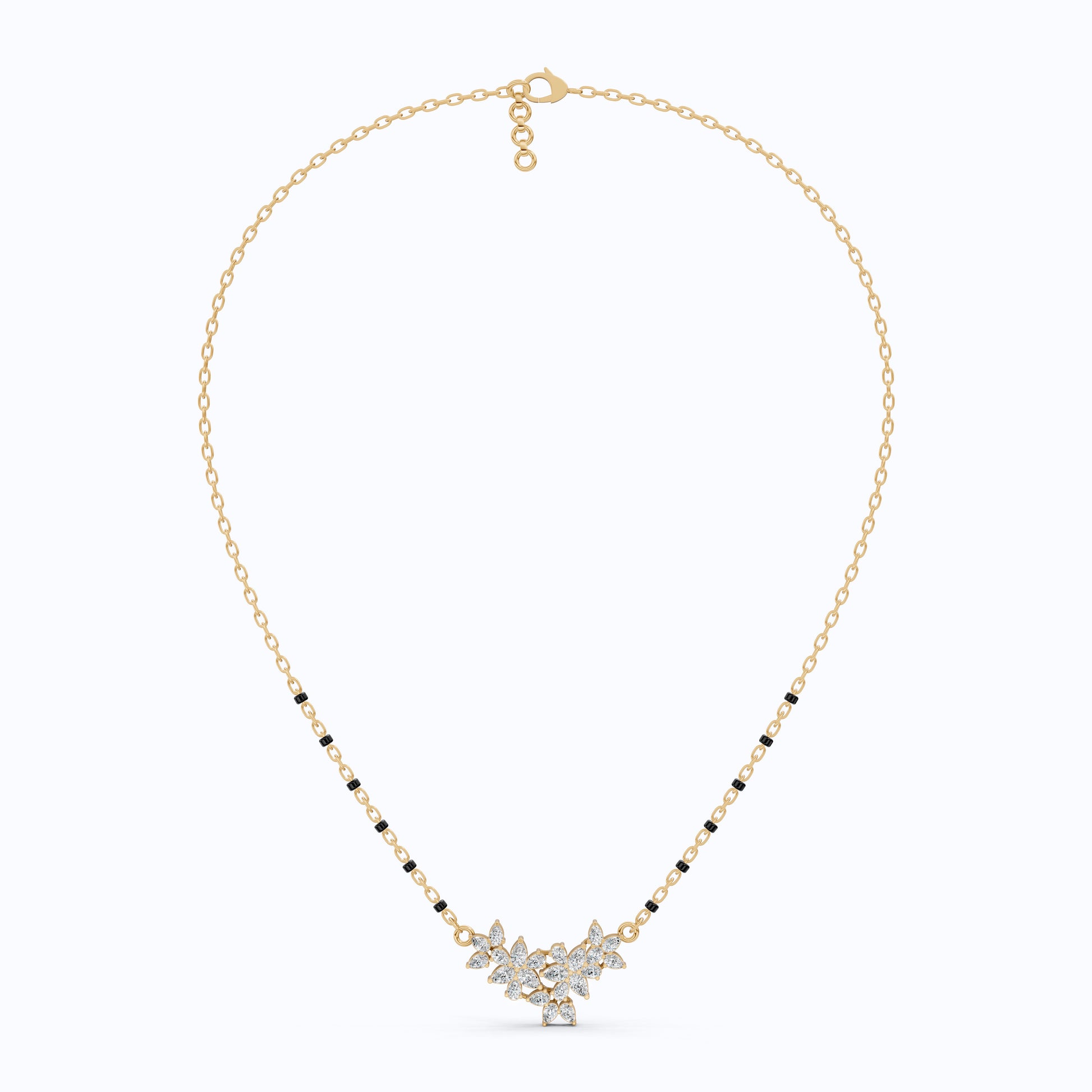 Pear Cut Cluster Diamond Tanmaniya Mangalsutra Pendant, Wedding Gift