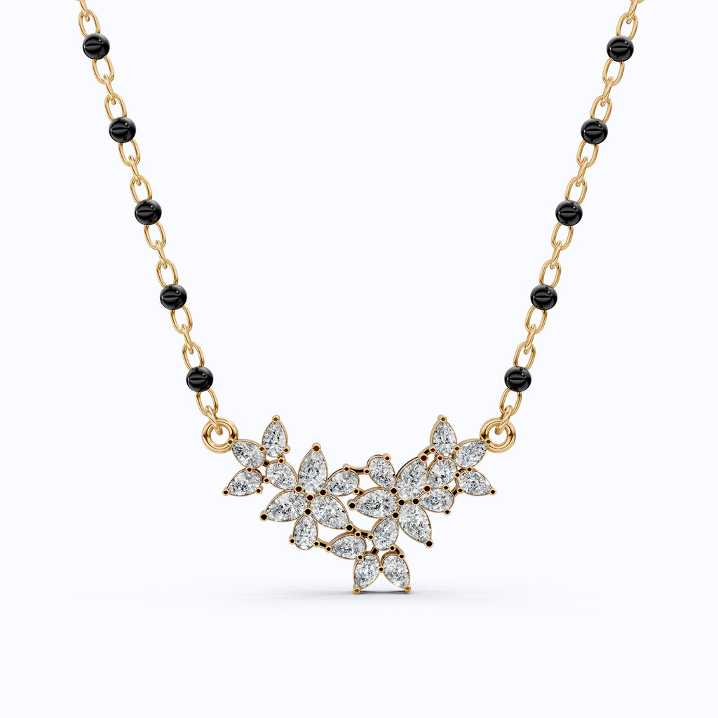 Pear Cut Cluster Diamond Tanmaniya Mangalsutra Pendant, Wedding Gift