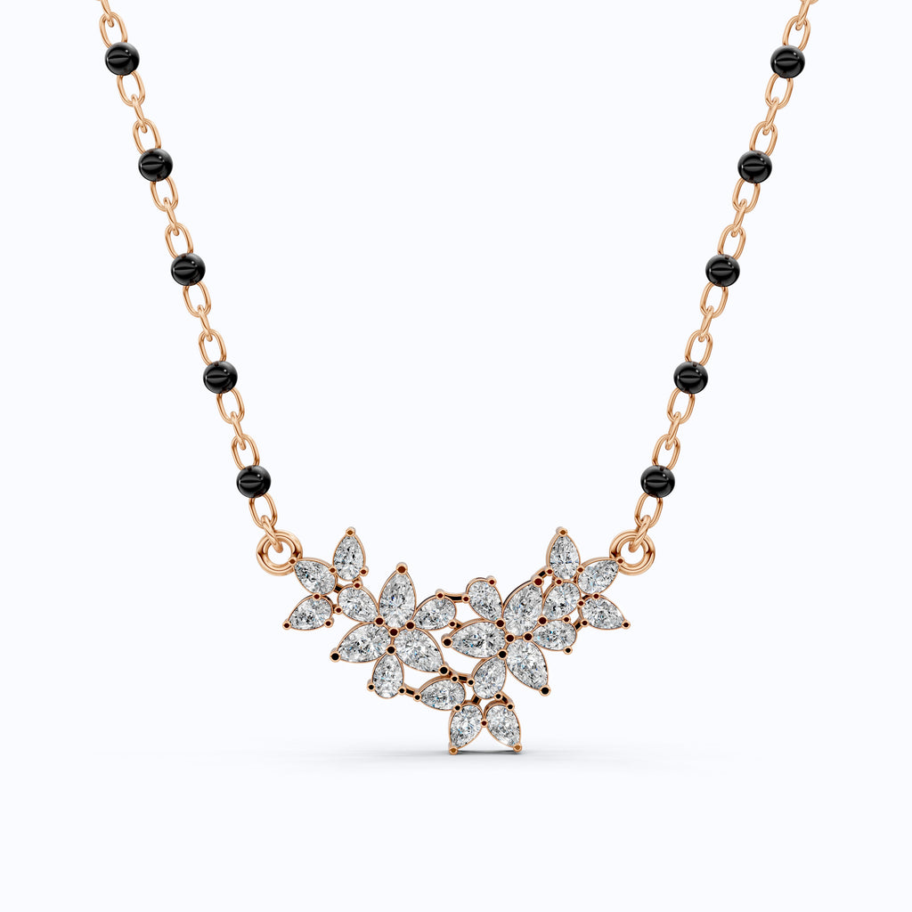 Pear Cut Cluster Diamond Tanmaniya Mangalsutra Pendant, Wedding Gift