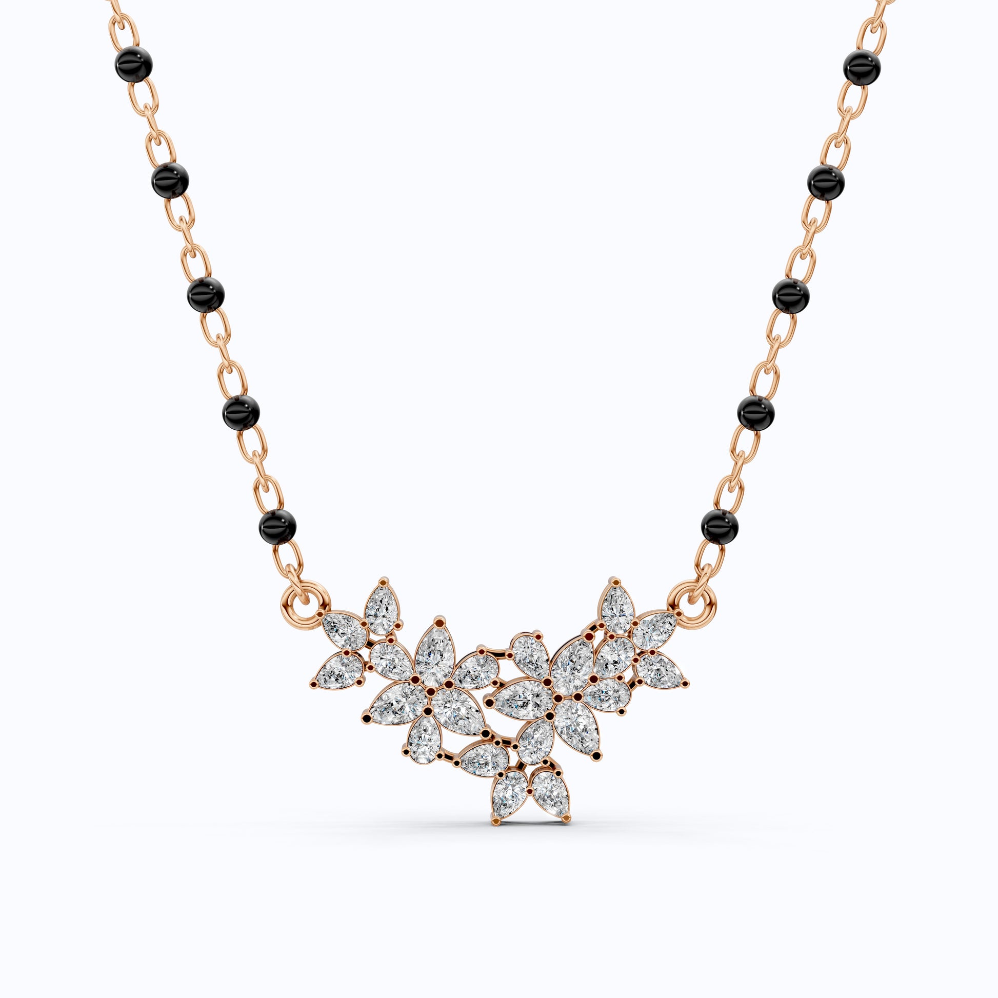 Pear Cut Cluster Diamond Tanmaniya Mangalsutra Pendant, Wedding Gift