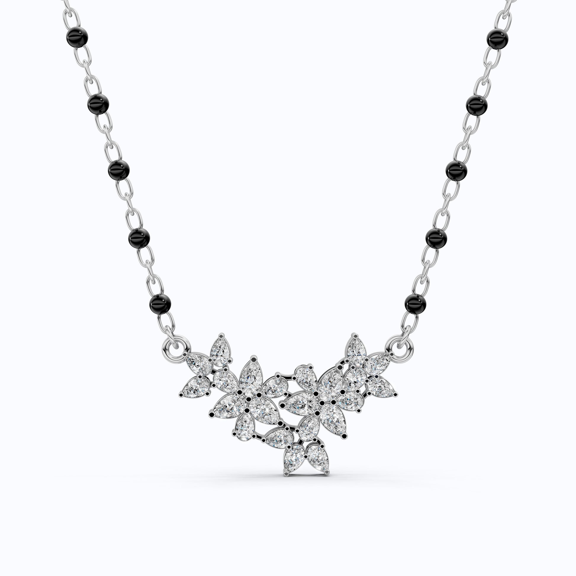 Pear Cut Cluster Diamond Tanmaniya Mangalsutra Pendant, Wedding Gift