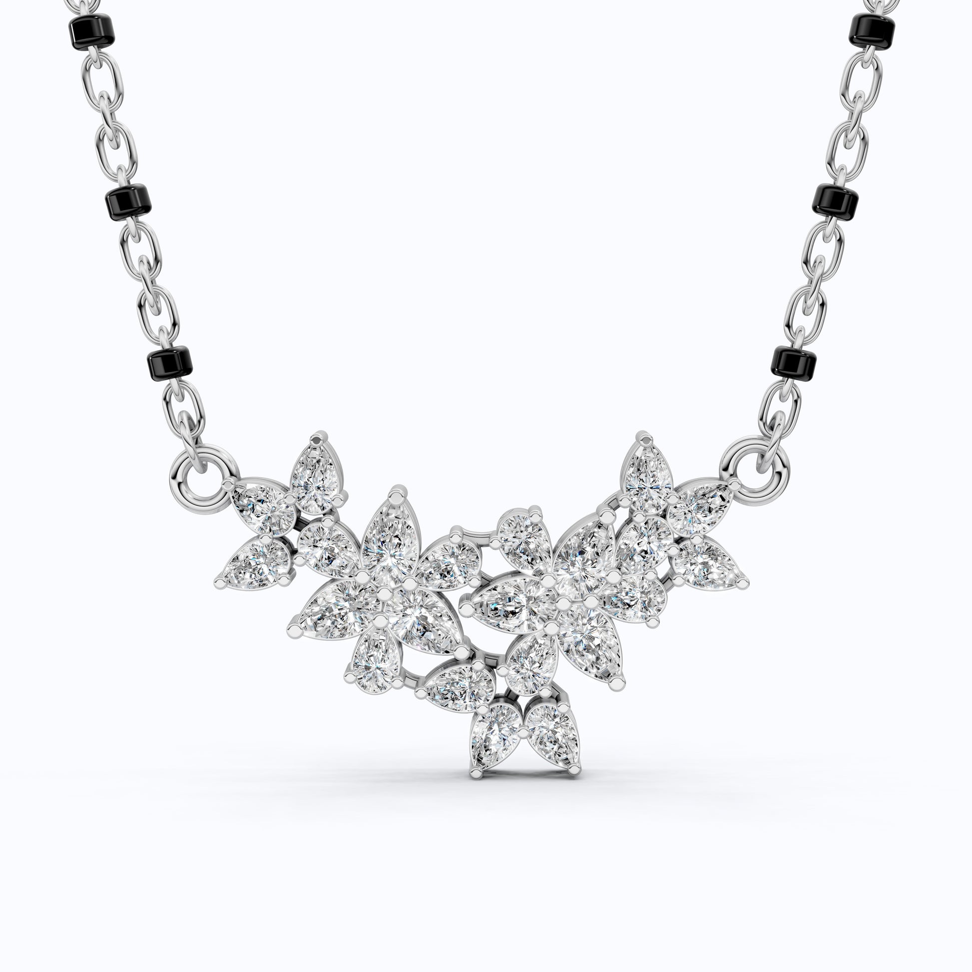 Pear Cut Cluster Diamond Tanmaniya Mangalsutra Pendant, Wedding Gift