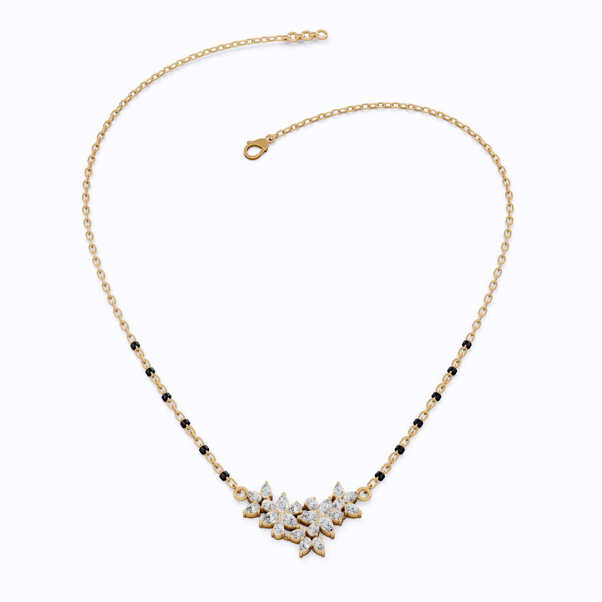 Pear Cut Cluster Diamond Tanmaniya Mangalsutra Pendant, Wedding Gift