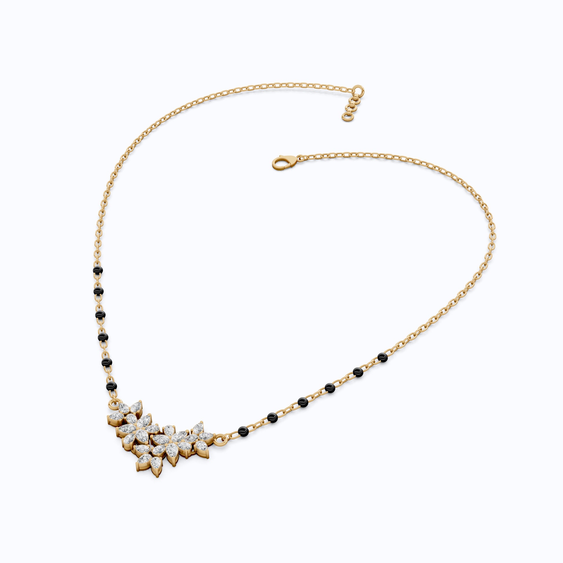 Pear Cut Cluster Diamond Tanmaniya Mangalsutra Pendant, Wedding Gift