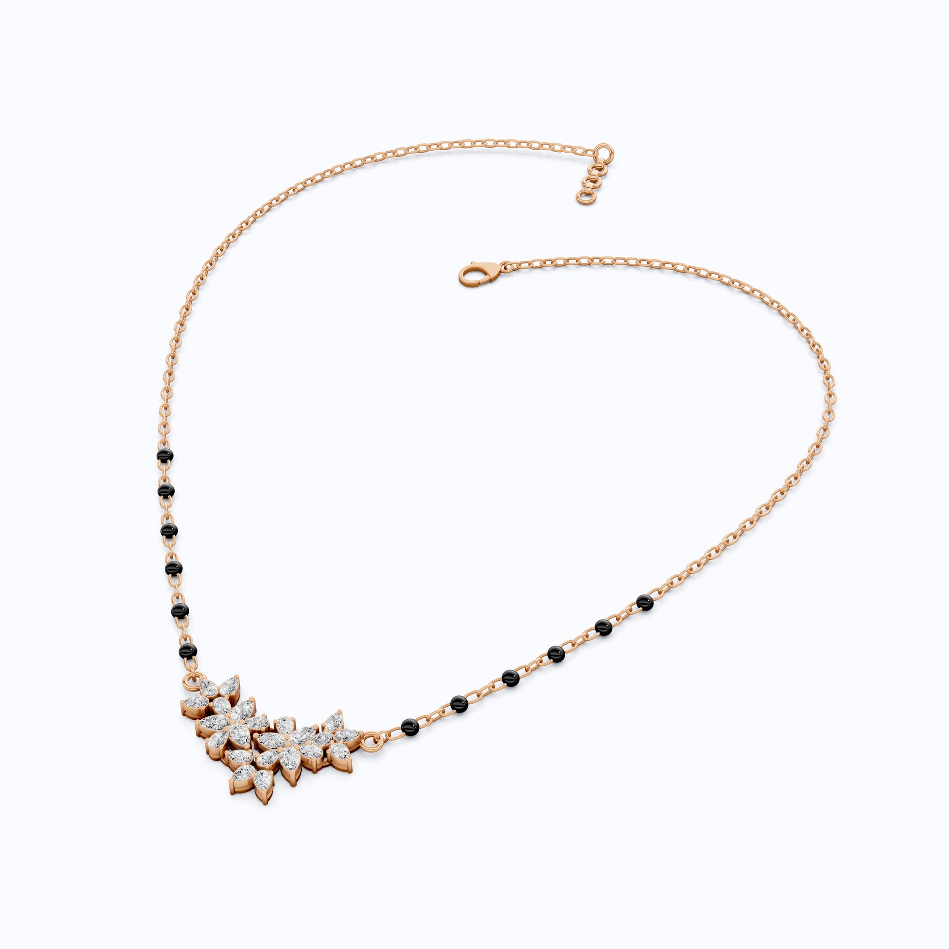 Pear Cut Cluster Diamond Tanmaniya Mangalsutra Pendant, Wedding Gift