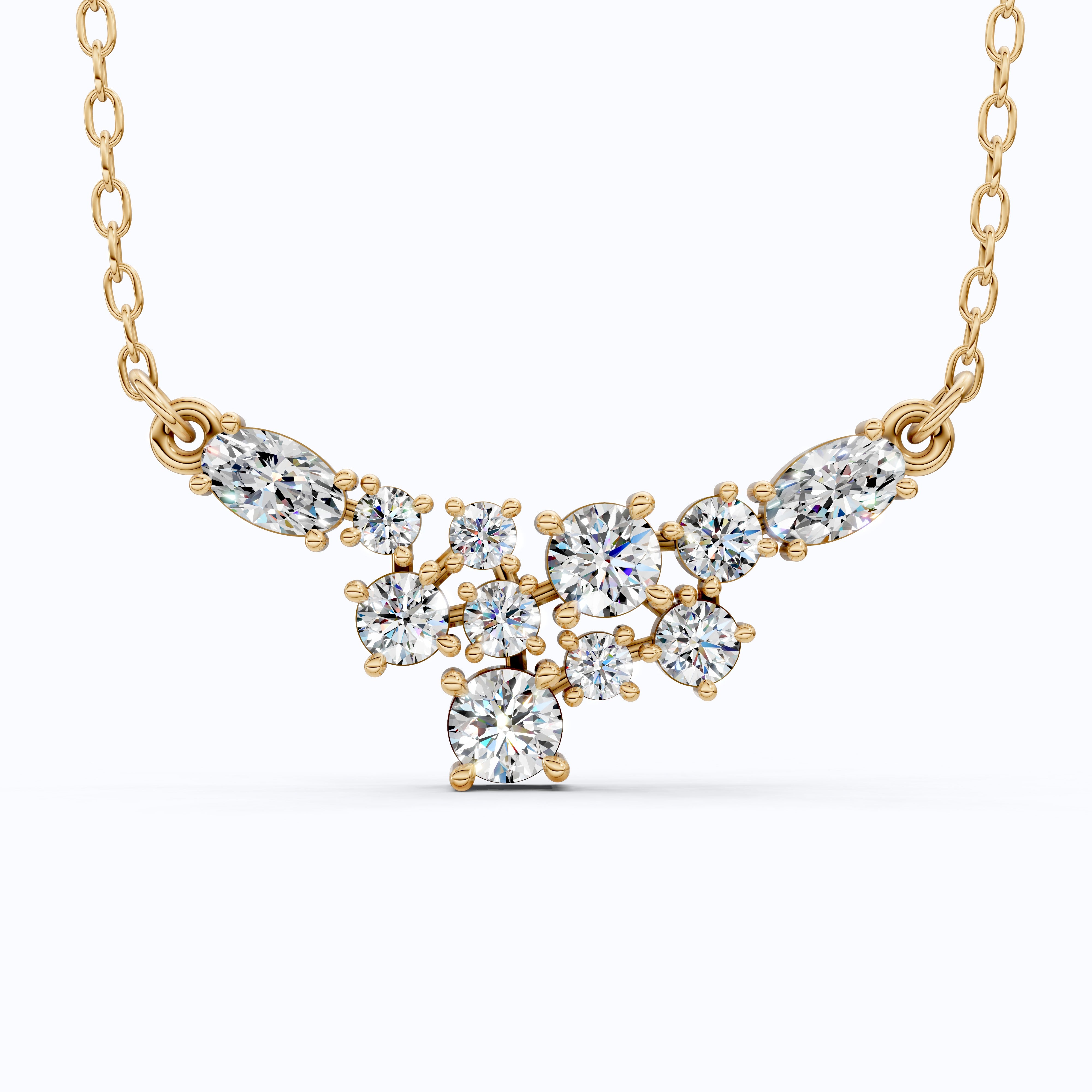 Modern Sparkling V Pendant Necklace in Lab Grown Diamond 14k Gold Solid, Wedding Handmade Jewelry, Bridesmaid Jewelry Gift