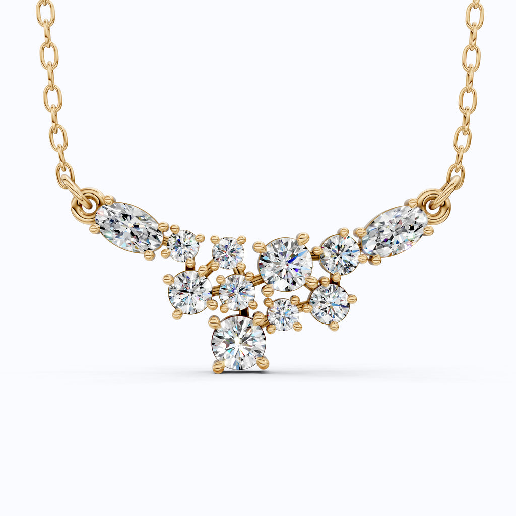 Modern Sparkling V Pendant Necklace in Lab Grown Diamond 14k Gold Solid, Wedding Handmade Jewelry, Bridesmaid Jewelry Gift