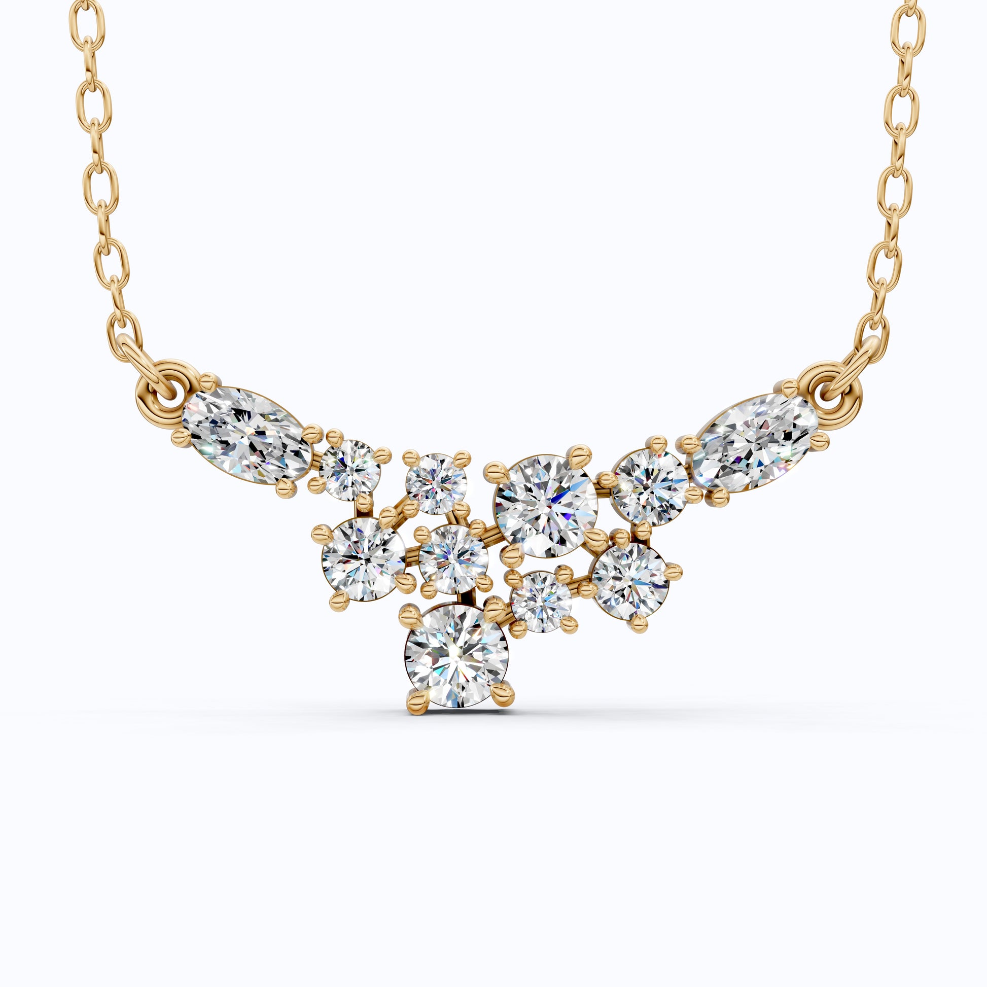 Modern Sparkling V Pendant Necklace in Lab Grown Diamond 14k Gold Solid, Wedding Handmade Jewelry, Bridesmaid Jewelry Gift