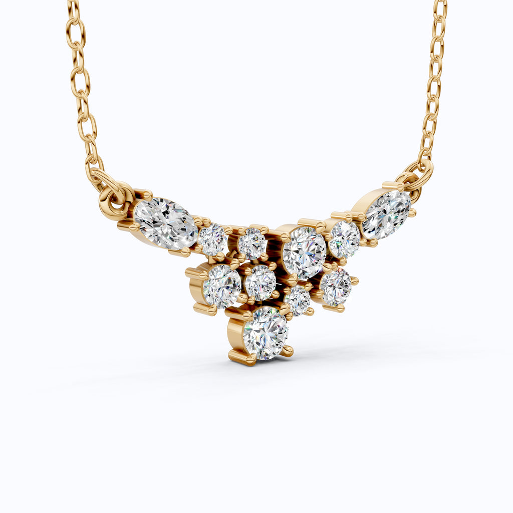Modern Sparkling V Pendant Necklace in Lab Grown Diamond 14k Gold Solid, Wedding Handmade Jewelry, Bridesmaid Jewelry Gift