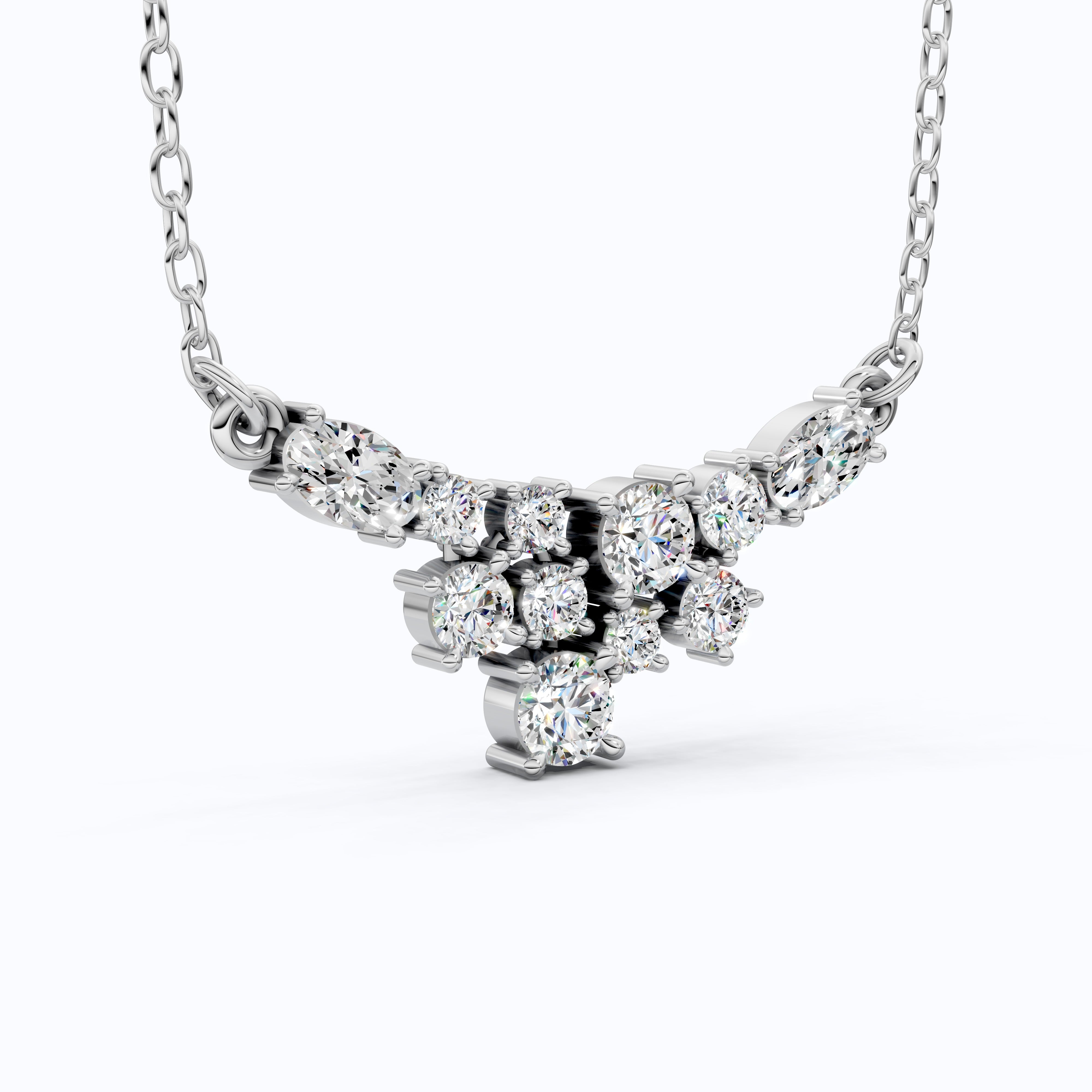 Modern Sparkling V Pendant Necklace in Lab Grown Diamond 14k Gold Solid, Wedding Handmade Jewelry, Bridesmaid Jewelry Gift