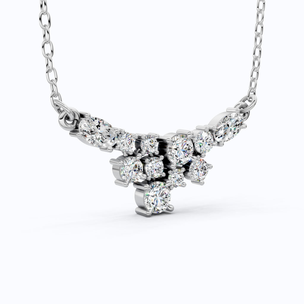 Modern Sparkling V Pendant Necklace in Lab Grown Diamond 14k Gold Solid, Wedding Handmade Jewelry, Bridesmaid Jewelry Gift