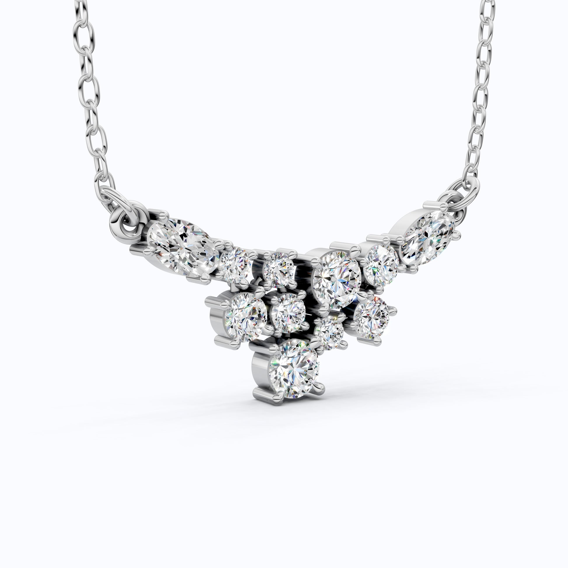 Modern Sparkling V Pendant Necklace in Lab Grown Diamond 14k Gold Solid, Wedding Handmade Jewelry, Bridesmaid Jewelry Gift