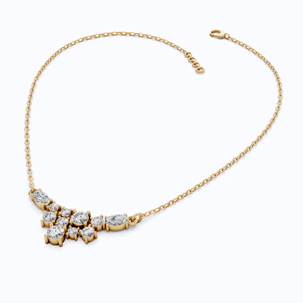 Modern Sparkling V Pendant Necklace in Lab Grown Diamond 14k Gold Solid, Wedding Handmade Jewelry, Bridesmaid Jewelry Gift