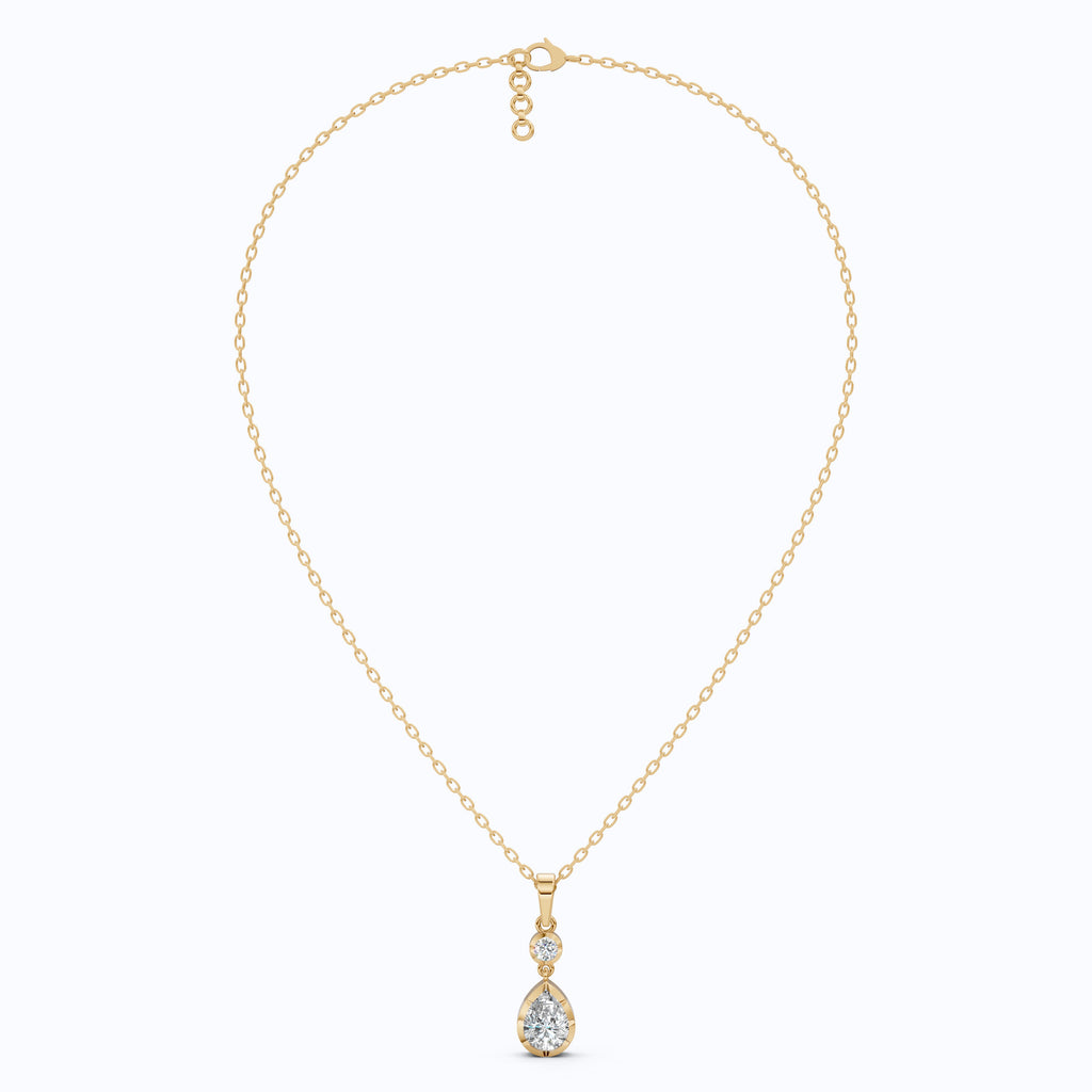 Classic Pear Shape Drop Wedding Pendant in 14k Yellow Gold, 1.00 CT Pear Cut Lab Grown Diamonds, Elegant Bridal Jewelry, Wedding Jewelry Gift for Women