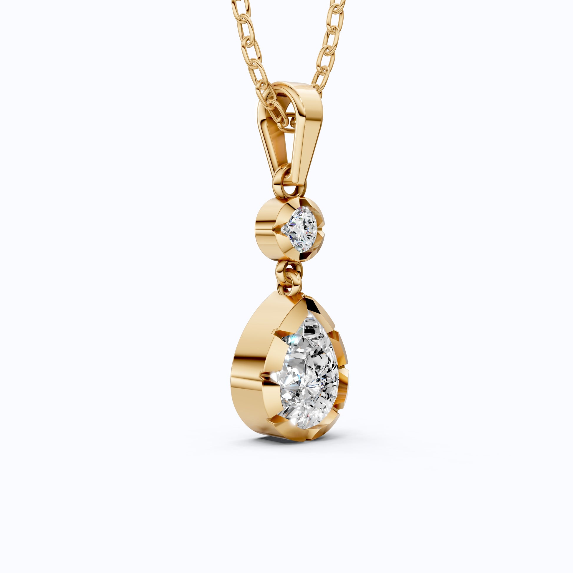 Classic Pear Shape Drop Wedding Pendant in 14k Yellow Gold, 1.00 CT Pear Cut Lab Grown Diamonds, Elegant Bridal Jewelry, Wedding Jewelry Gift for Women