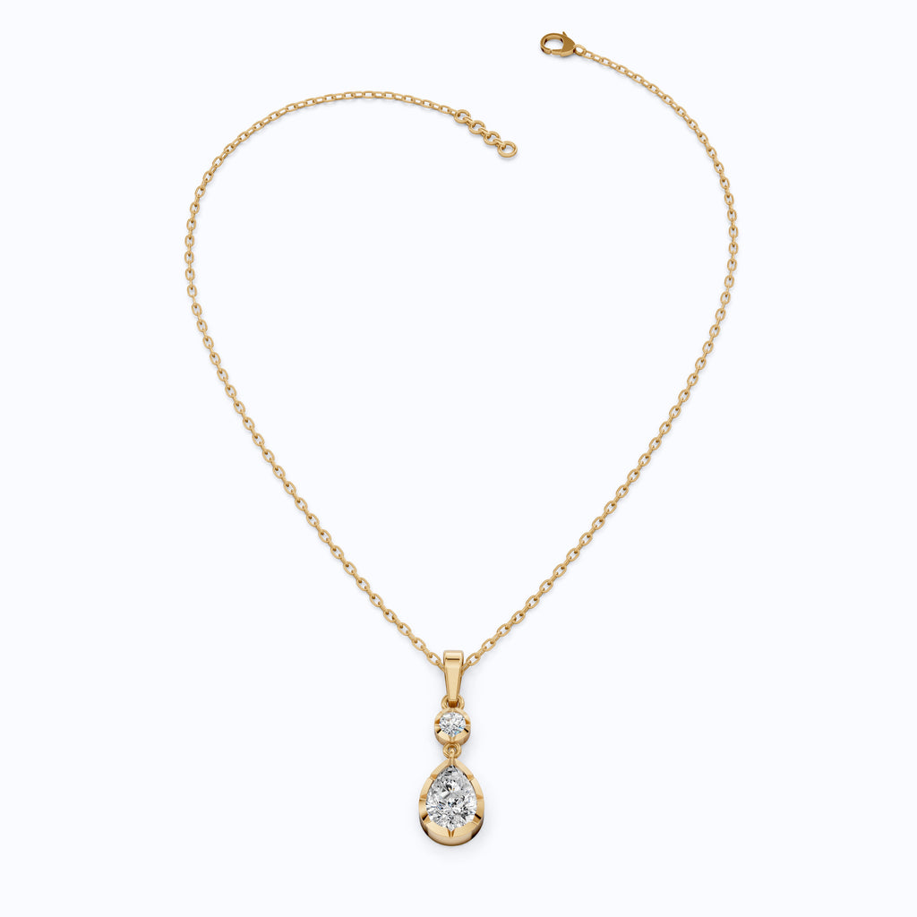 Classic Pear Shape Drop Wedding Pendant in 14k Yellow Gold, 1.00 CT Pear Cut Lab Grown Diamonds, Elegant Bridal Jewelry, Wedding Jewelry Gift for Women