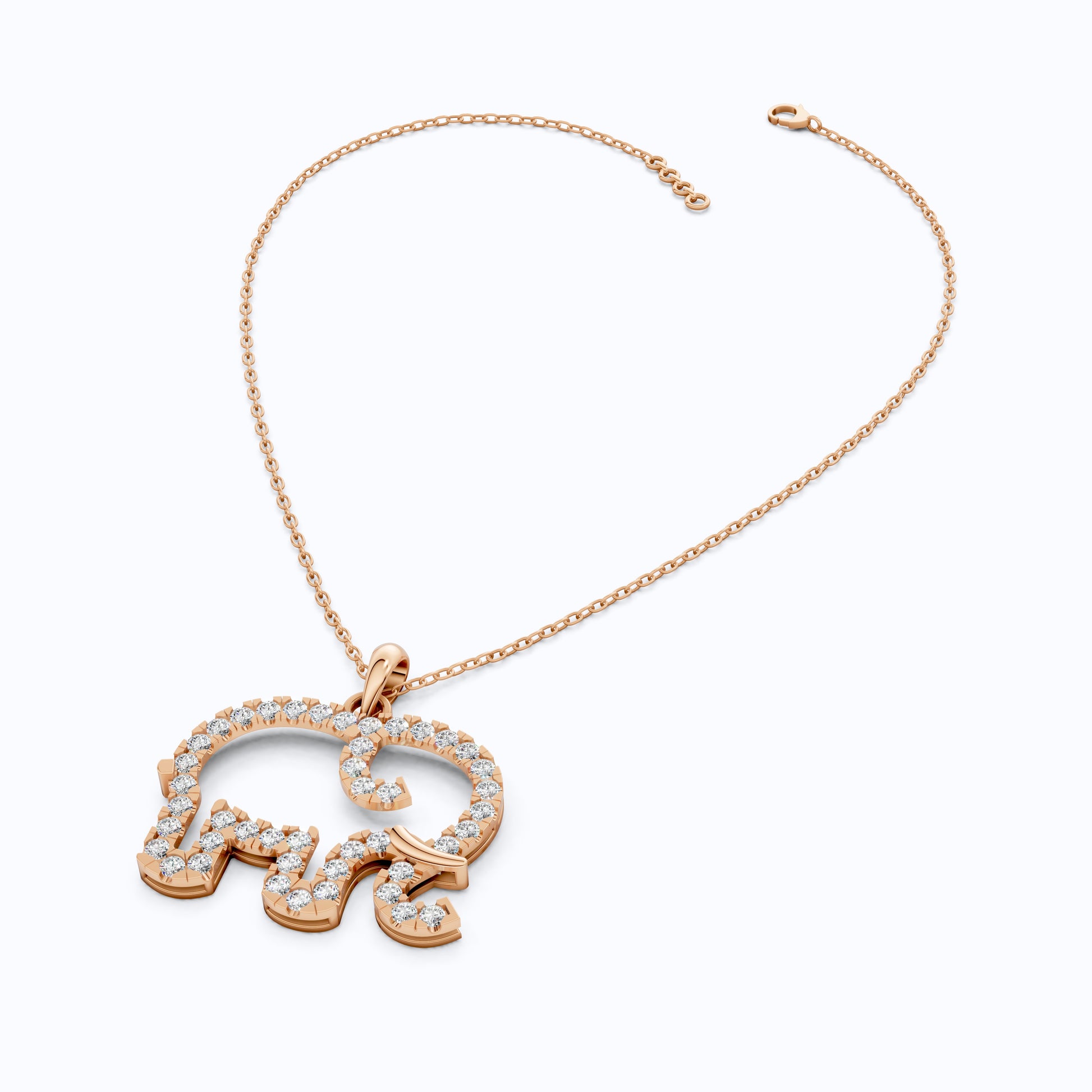 Dainty Elephant Outline Everyday Pendant in Lab Diamond-14k Solid Gold, Symbol of Strength, Good Luck Jewelry for Her/Him