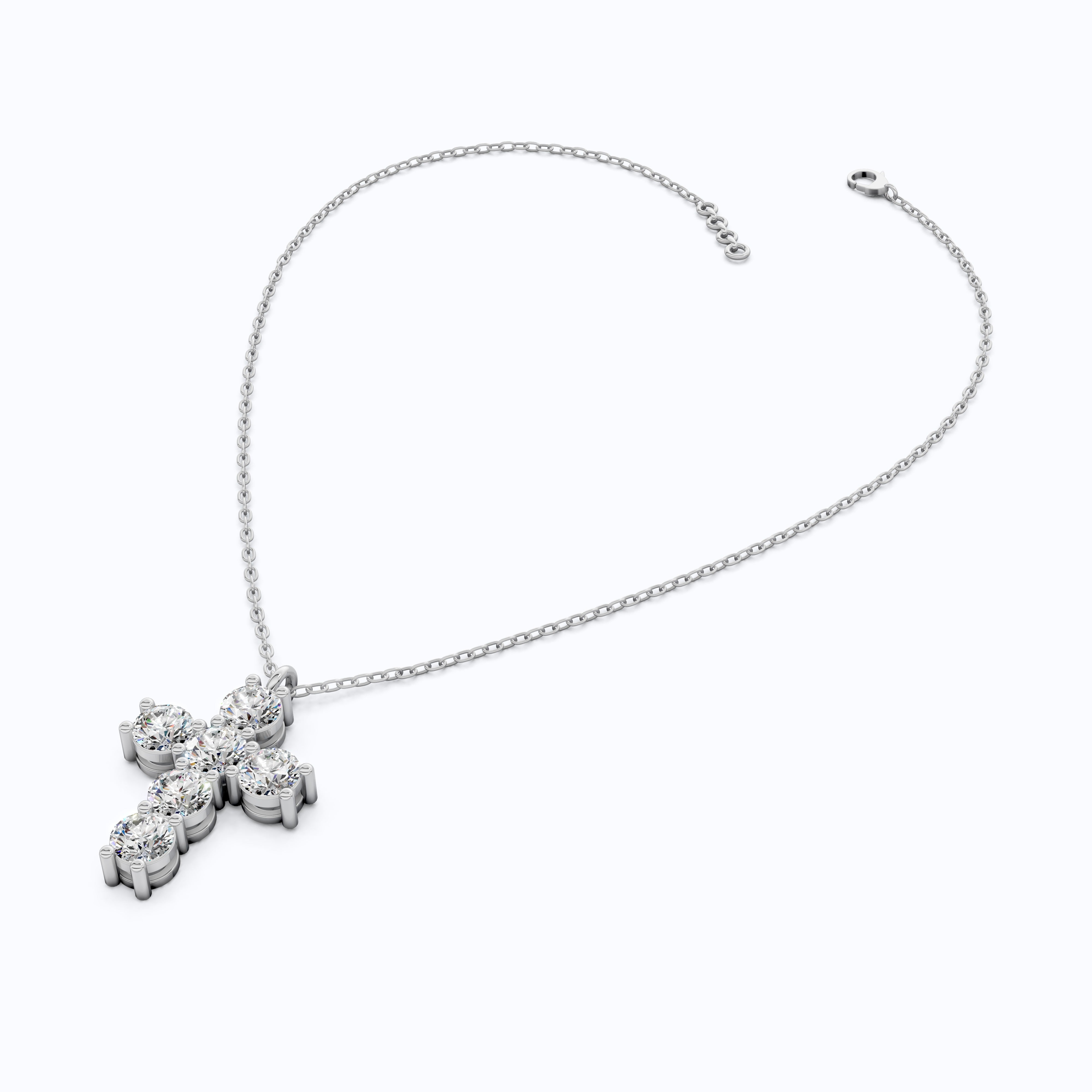 Prong-Set Round Cluster Cross Pendant in 14k Solid Gold, 2.76 TCW Round Cut Lab Created Diamonds, Jesus Pendant For Her, Daily Wear Pendant
