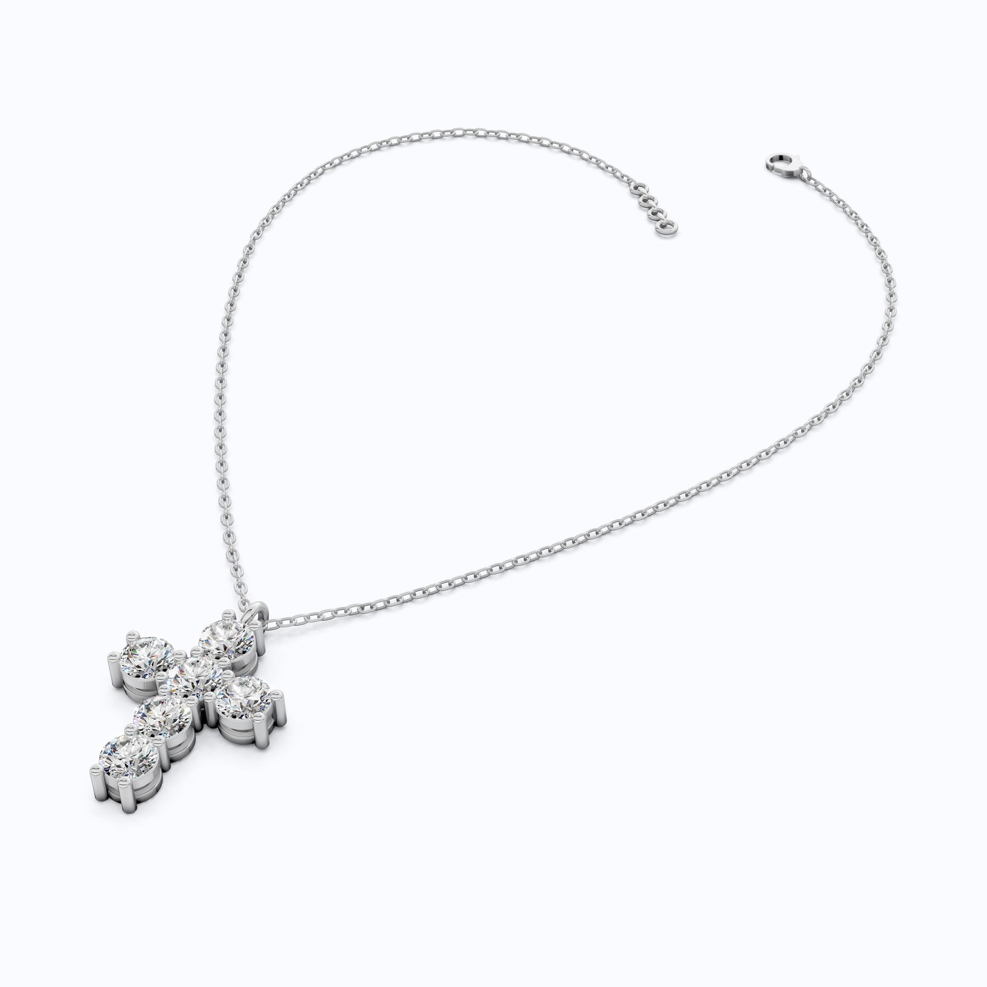 Prong-Set Round Cluster Cross Pendant in 14k Solid Gold, 2.76 TCW Round Cut Lab Created Diamonds, Jesus Pendant For Her, Daily Wear Pendant