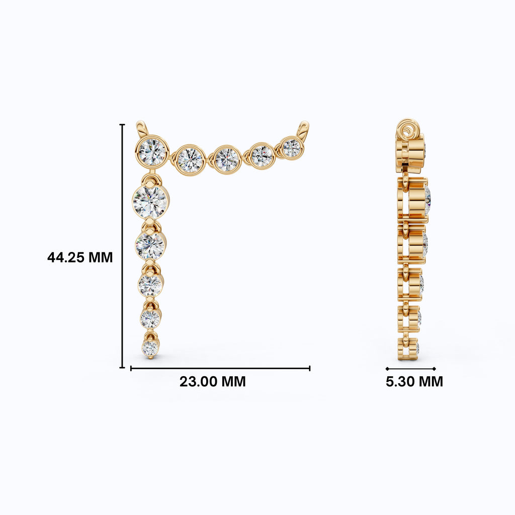 Graduated Bezel Vertical Pendant in 14K Solid Gold, 1.29 TCW Round Cut Lab Created Diamonds, Wedding Gift for Her, Anniversary Jewelry