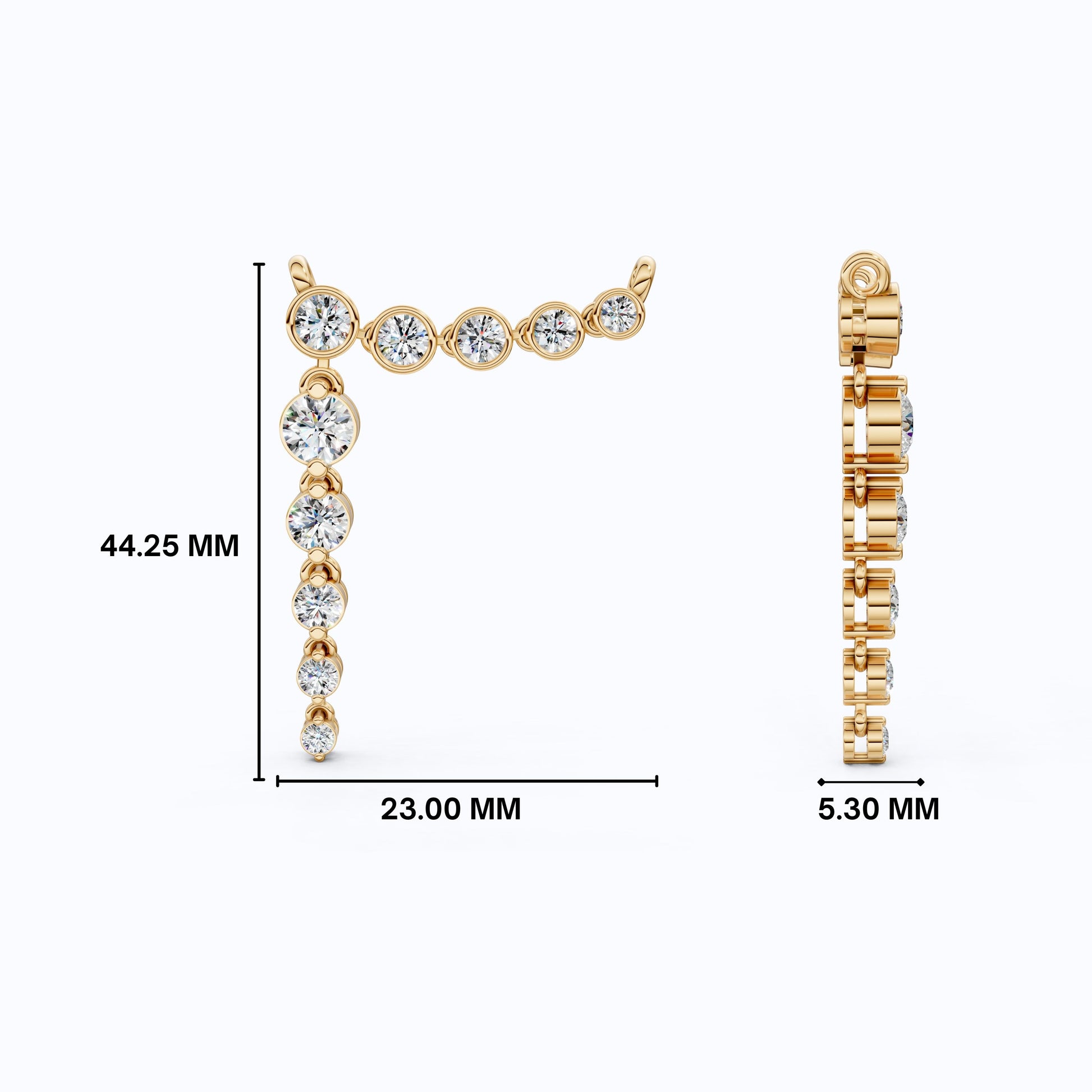 Graduated Bezel Vertical Pendant in 14K Solid Gold, 1.29 TCW Round Cut Lab Created Diamonds, Wedding Gift for Her, Anniversary Jewelry