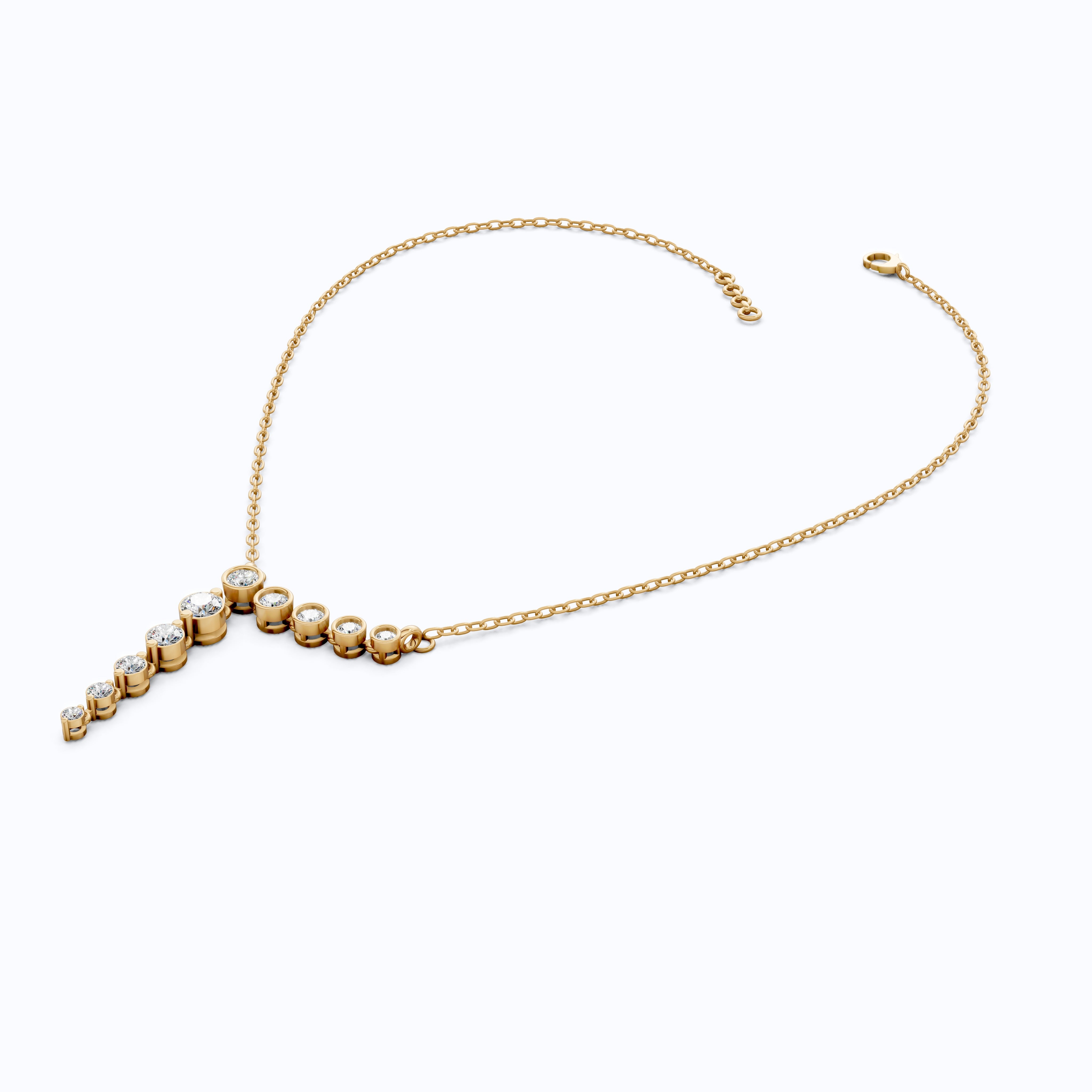 Graduated Bezel Vertical Pendant in 14K Solid Gold, 1.29 TCW Round Cut Lab Created Diamonds, Wedding Gift for Her, Anniversary Jewelry