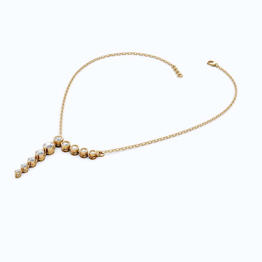 Graduated Bezel Vertical Pendant in 14K Solid Gold, 1.29 TCW Round Cut Lab Created Diamonds, Wedding Gift for Her, Anniversary Jewelry