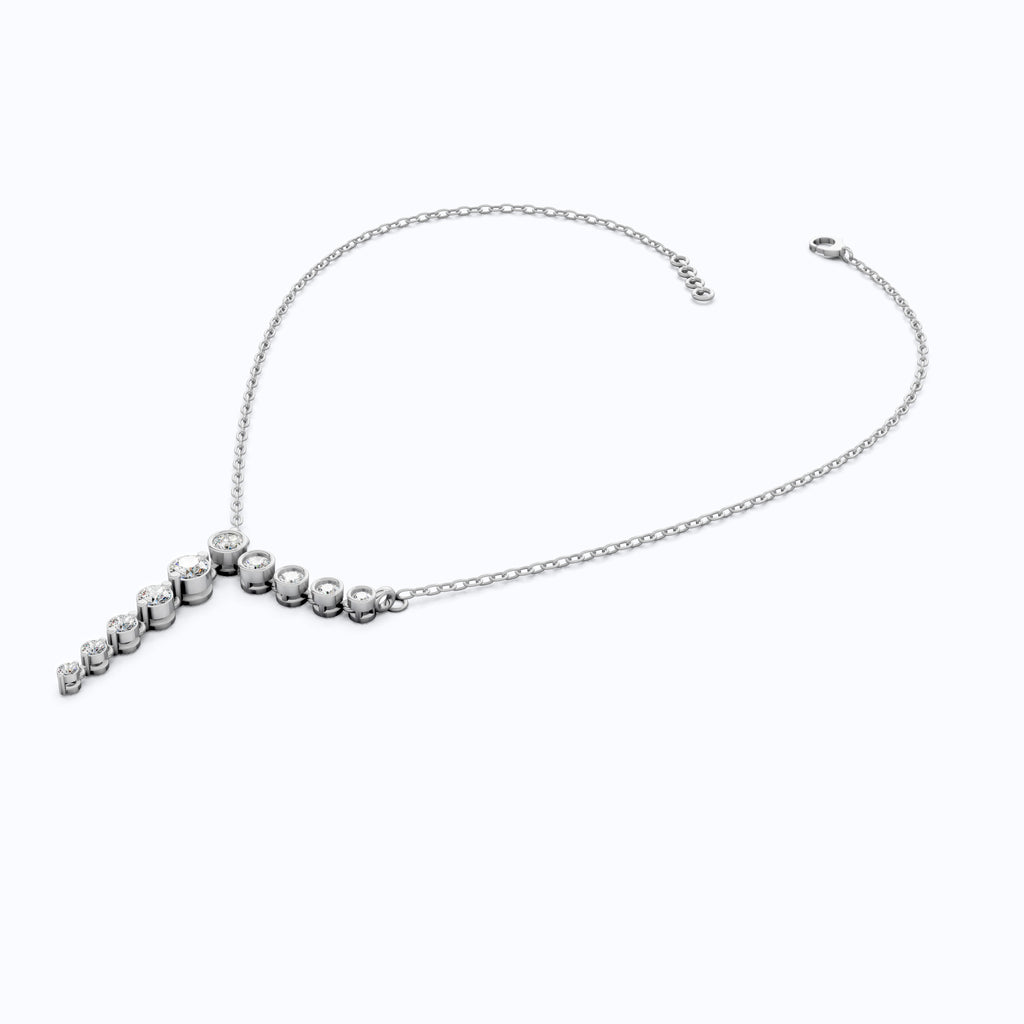 Graduated Bezel Vertical Pendant in 14K Solid Gold, 1.29 TCW Round Cut Lab Created Diamonds, Wedding Gift for Her, Anniversary Jewelry