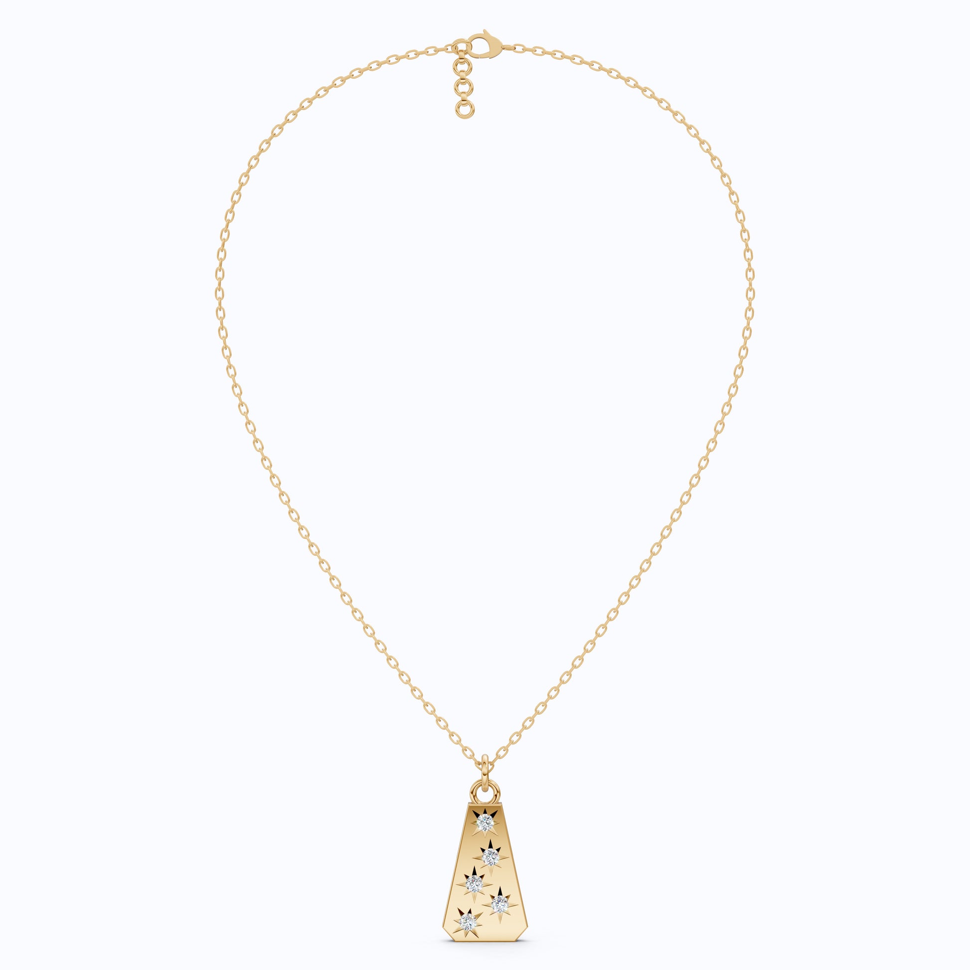 Minimalist Tapered Rectangle Star Engraved Tag Everyday Pendant in Lab Grown Diamond-14k Solid Gold, Birthday Gift For Women, Wedding Jewelry