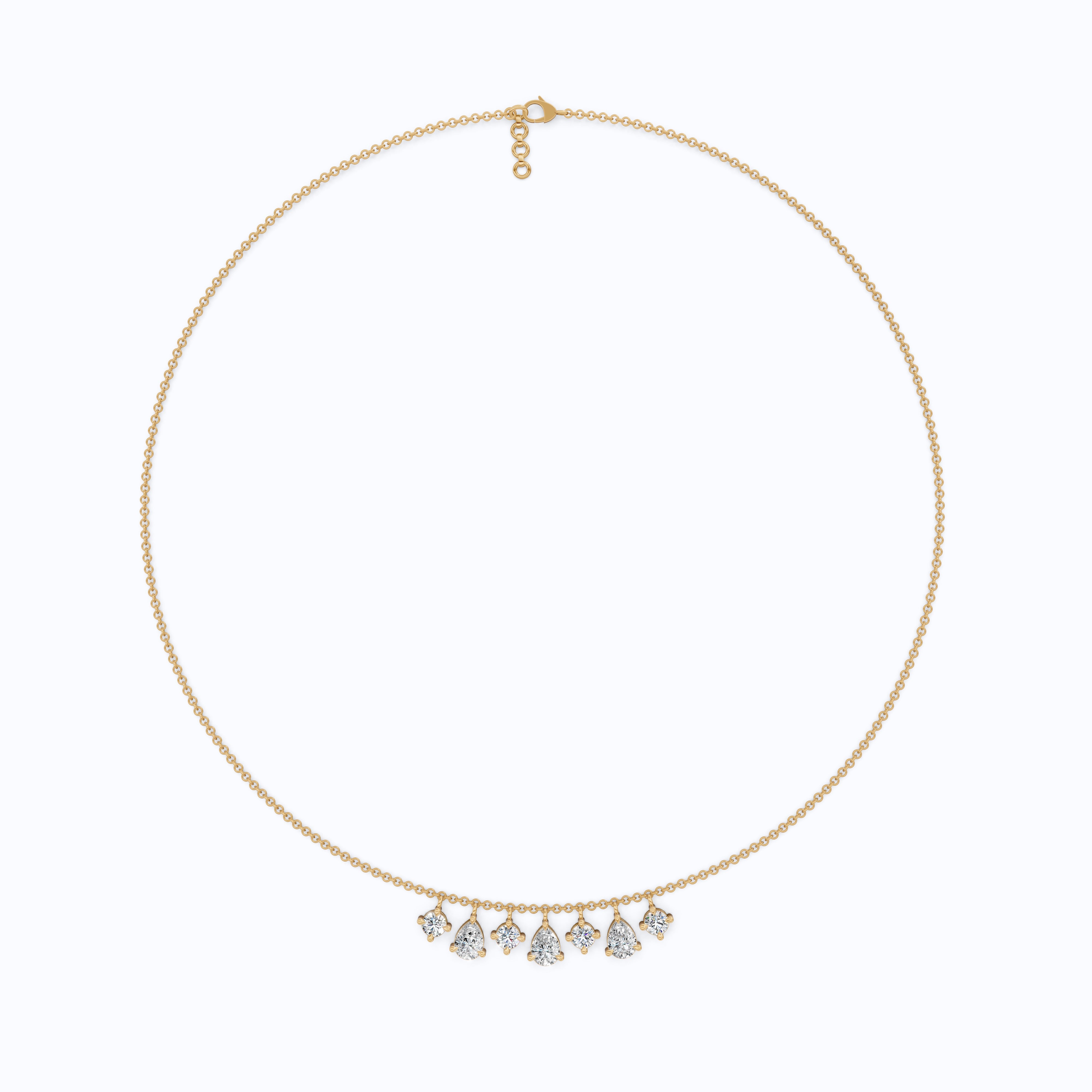 14K Yellow Gold Pear & Round Lab Diamond Solitaire Necklace, 3.37 TCW – Modern Bridal Jewelry, Gift for Her, Handmade Necklace